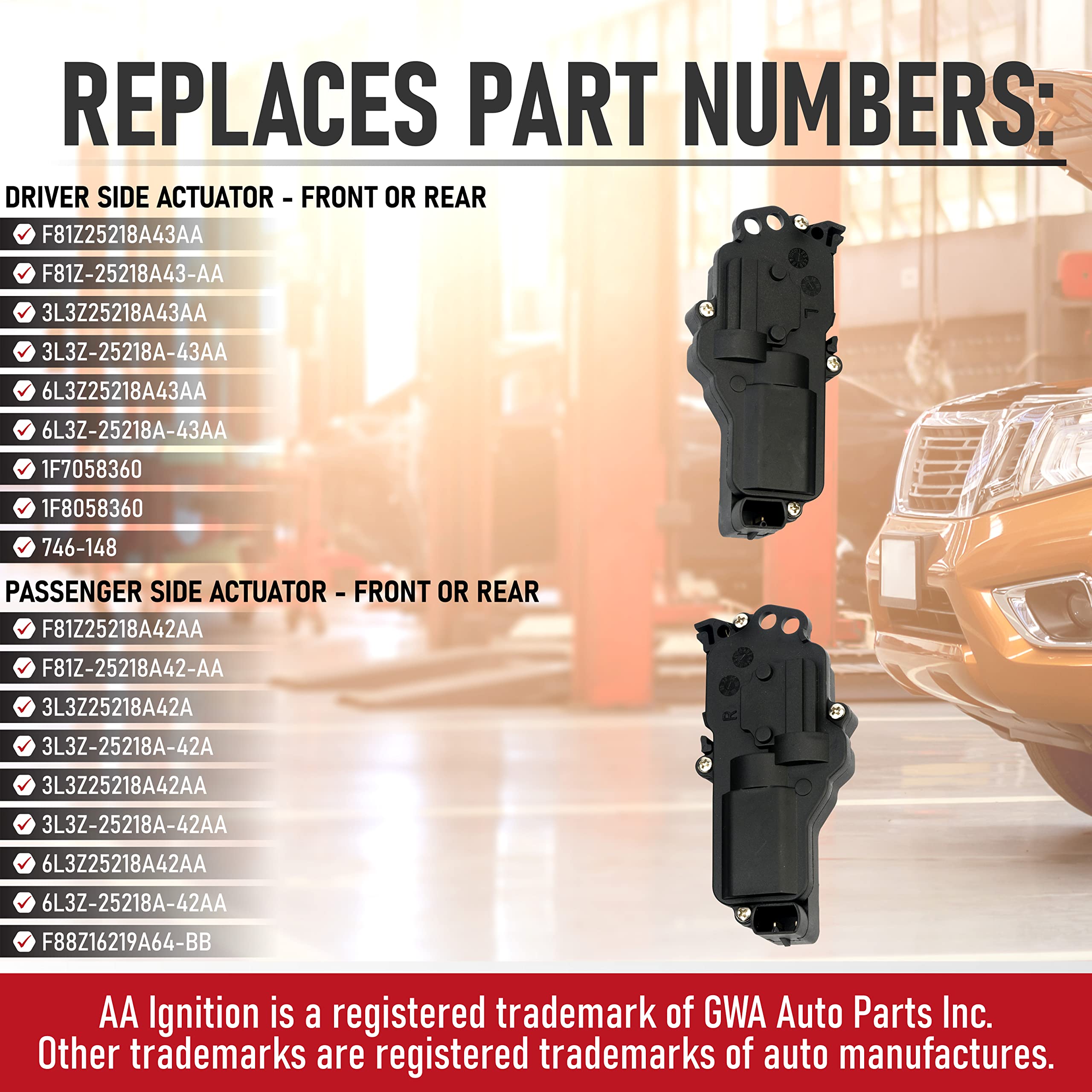 Power Door Lock Actuator, Right And Left Side Compatible With Ford, Mercury, Mazda, Lincoln Vehicles - F150, F250, F350, Excursi