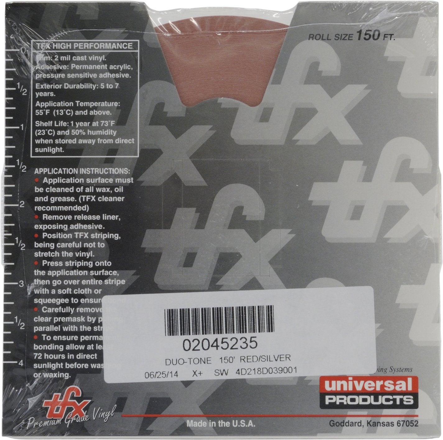 Universal Duo-Tone 0204210 - Auto Customizing 2 Color Dual Pinstripe - 4/16&quot; x 150' (1/8” Stripe, 1/16&quot; Gap, Then 1/16” Stripe) - 210-Black/Charcoal Metallic