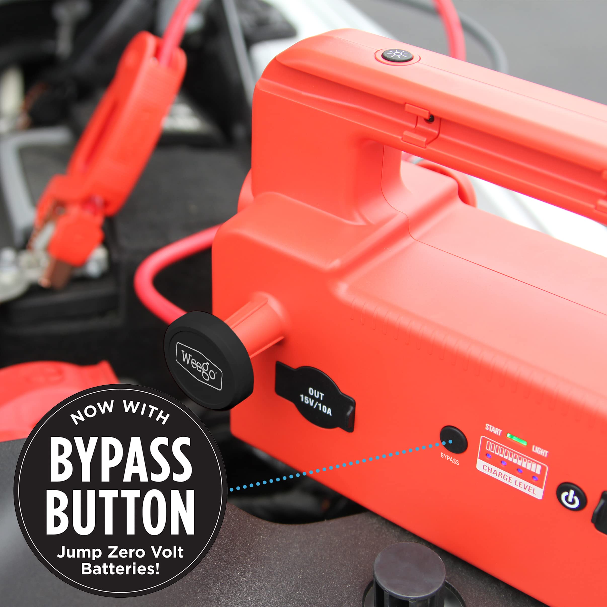 Weego 120 12-Volt Portable Lithium Jump Starter With Patented Smarty Clamps, 1200 Cranking / 5000 Peak Amps For All Gasoline And Up To 15-Liter Diesel Engines (C120)
