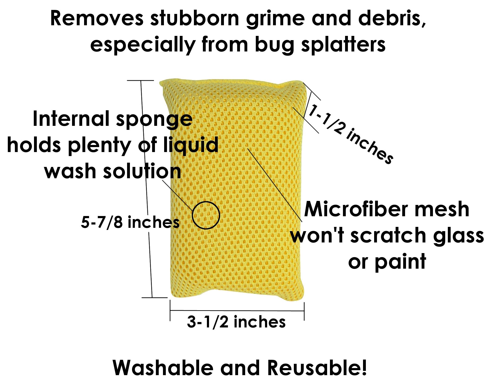 Iconikal 6-Pack, Bug Scrubber Sponge, Yellow, Large Microfiber