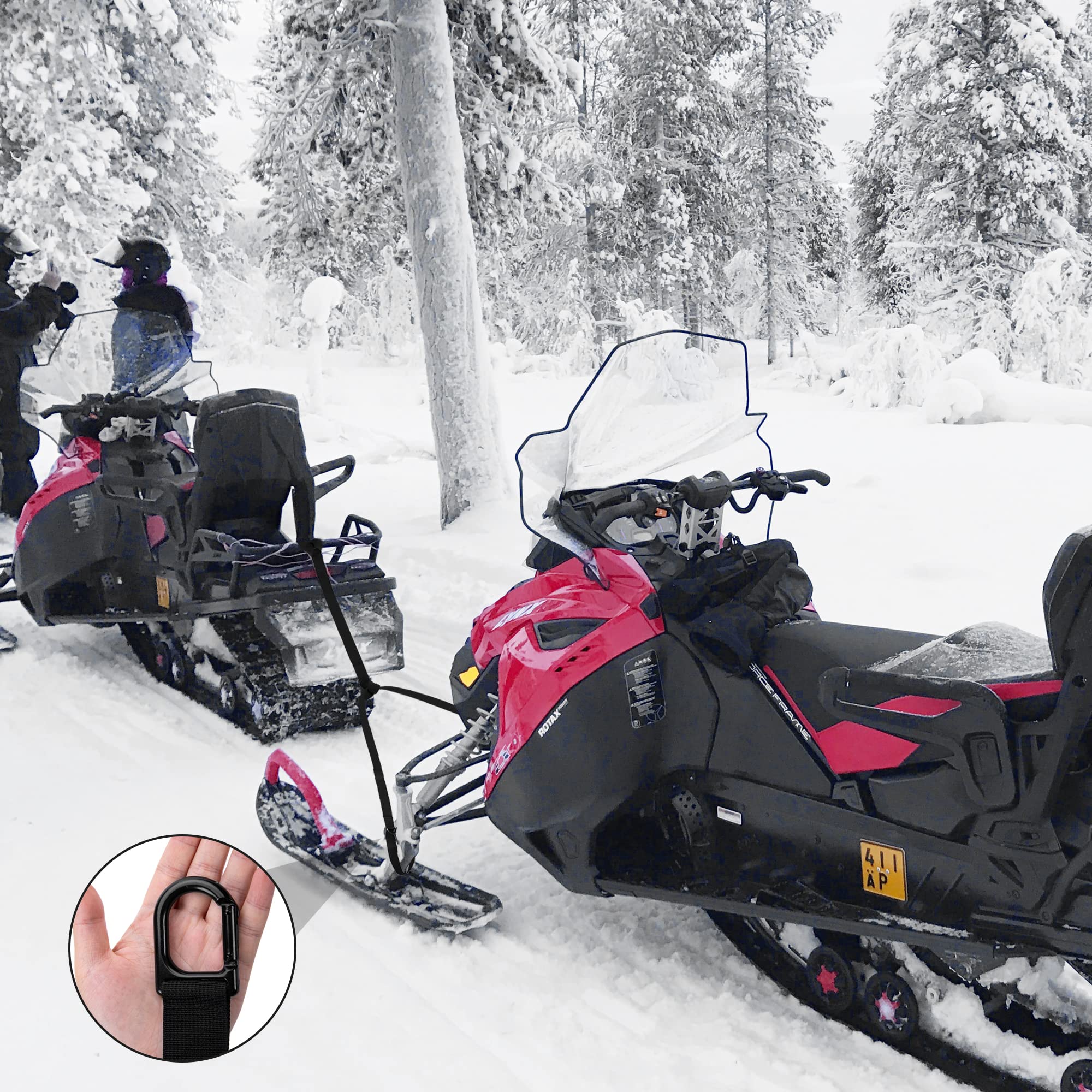 moonoom 17.5ft Heavy-Duty Snowmobile Tow Strap, 400kg Break Strength, Upgraded Black, Emergency Off Tow Rope for Sled or ATV