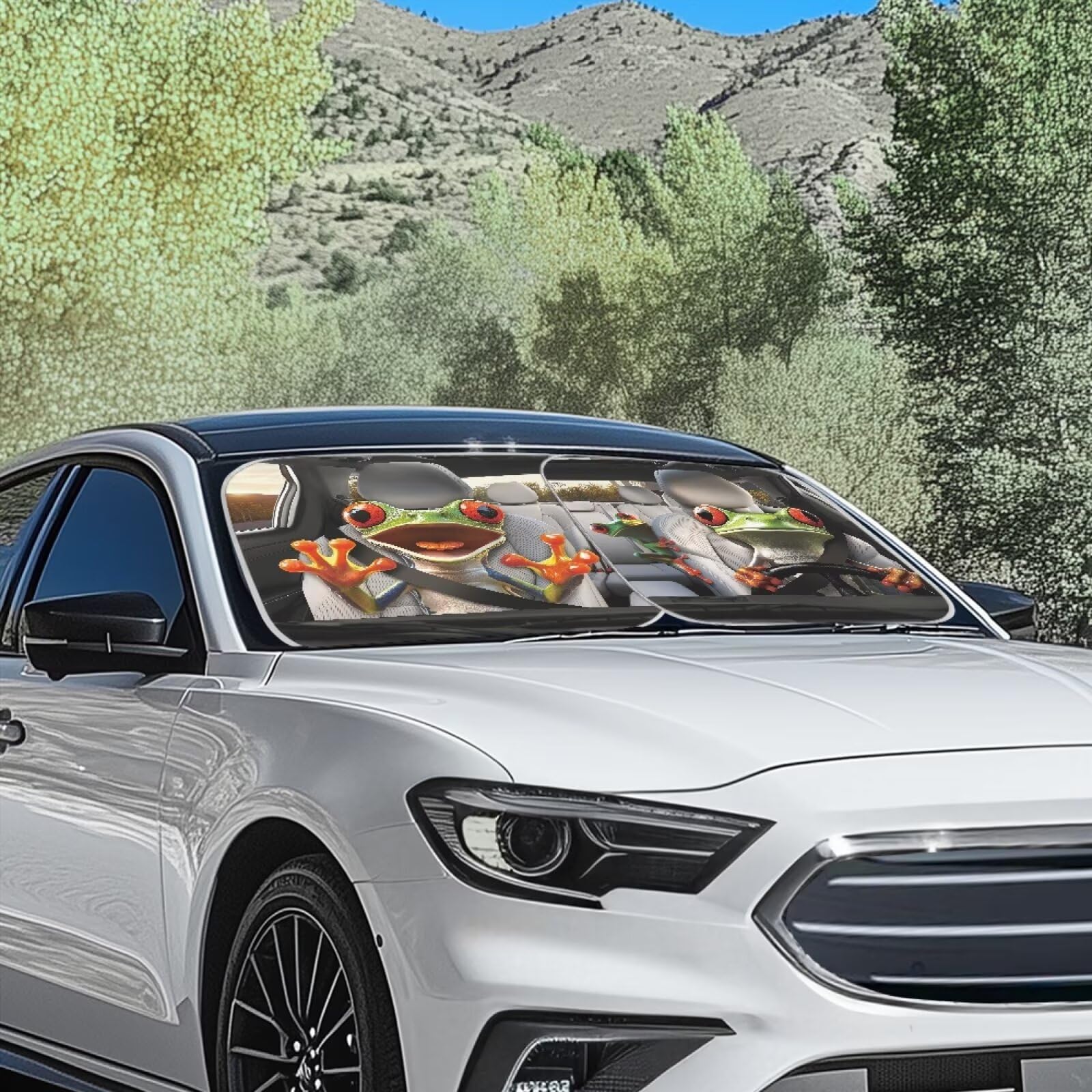 Renewold Red Eyed Tree Frog Animal Driving Car Windshield Sunshade Vehicle Front Window Shade For Most Sedans Suv Truck Auto Sun