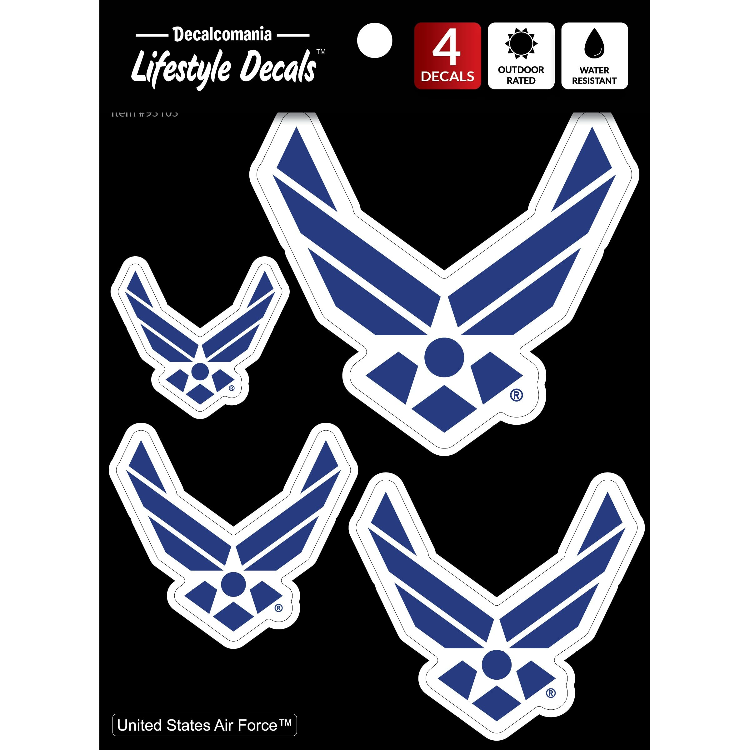 Officially Licensed Us Air Force Decals - 4 Piece Air Force Sticker For Truck Or Car Windows, Phones, Tablets & Laptops - Large