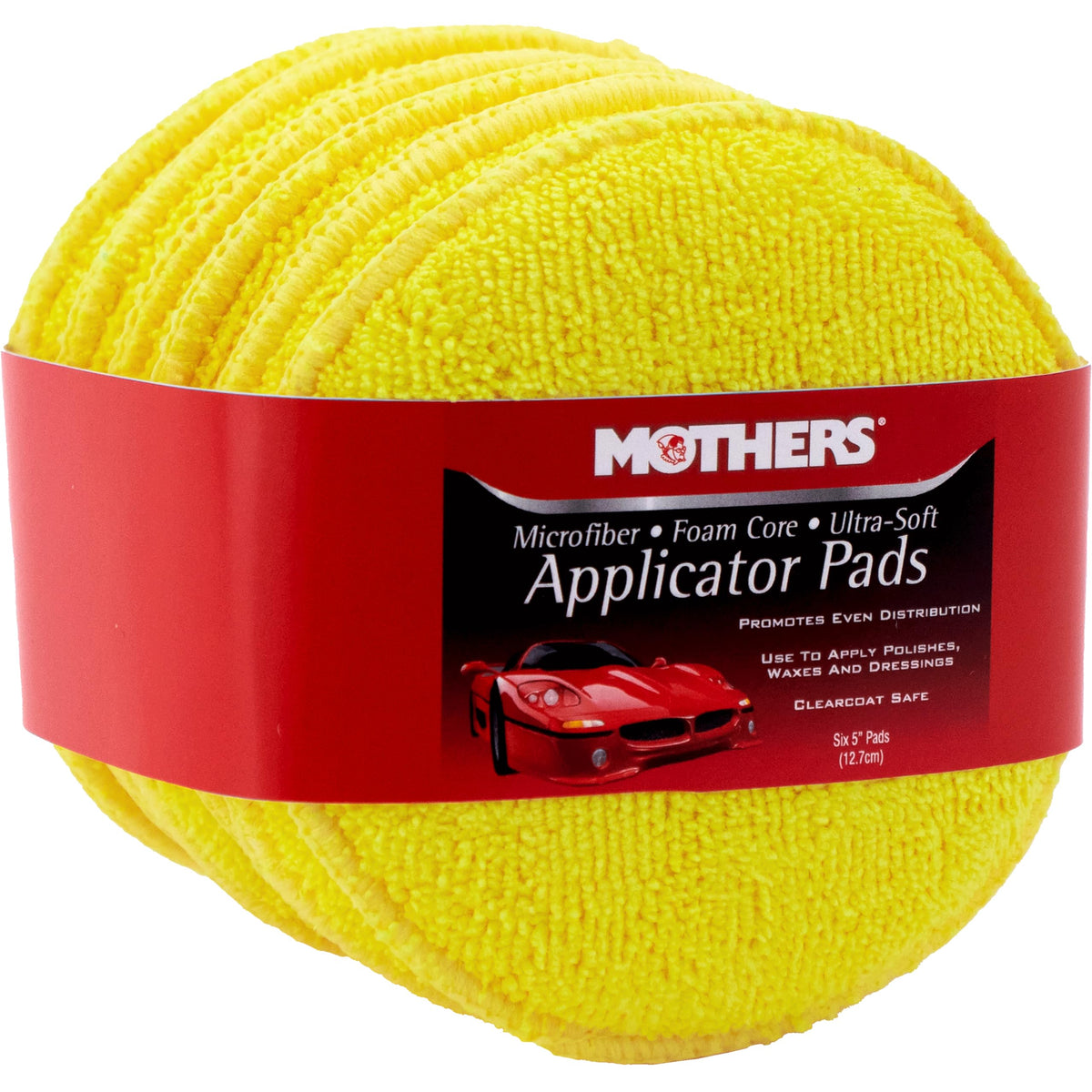 Mothers Microfiber Polishing Pad And Cleaning Pads For Car Detailing, 5 Inch Diameter, Yellow, 6 Pack