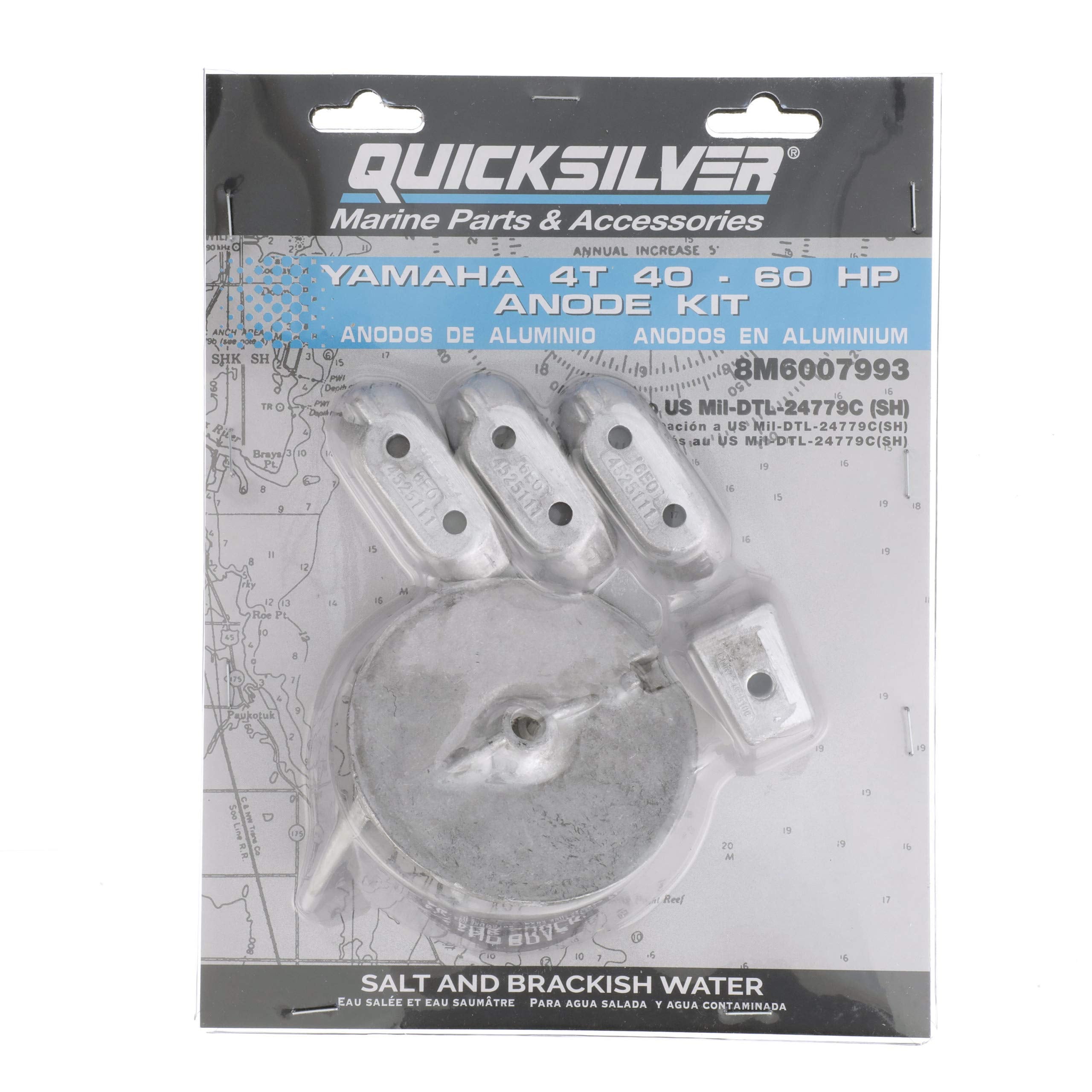 Quicksilver 8M6007993 Aluminum Anode Kit For Yamaha 4T 40-60 Hp Outboards