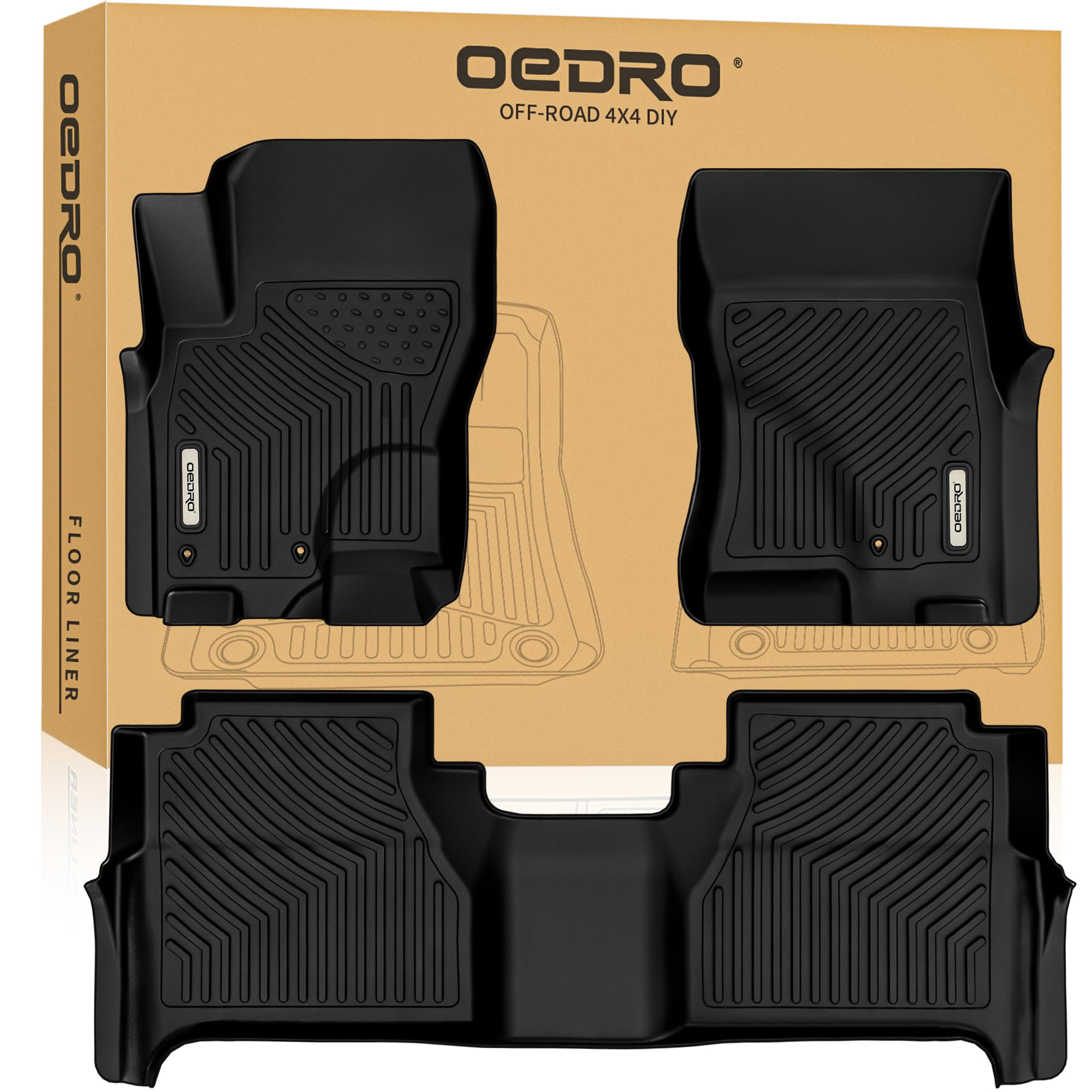 Oedro Floor Mats Compatible With 2008-2021 Nissan Frontier Crew Cab, 2 Row Liner Set (Front & 2Nd Seat), All Weather Protection