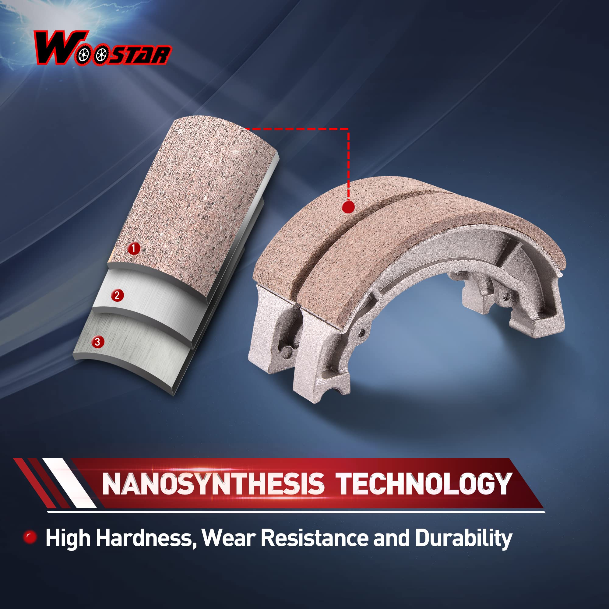 Woostar Drum Brake Shoe Replacement For Roketa Sunl Jonway Taotao 50Cc 110Cc 125Cc 150Cc 250Cc Atv 4 Wheeler Quad Scooter