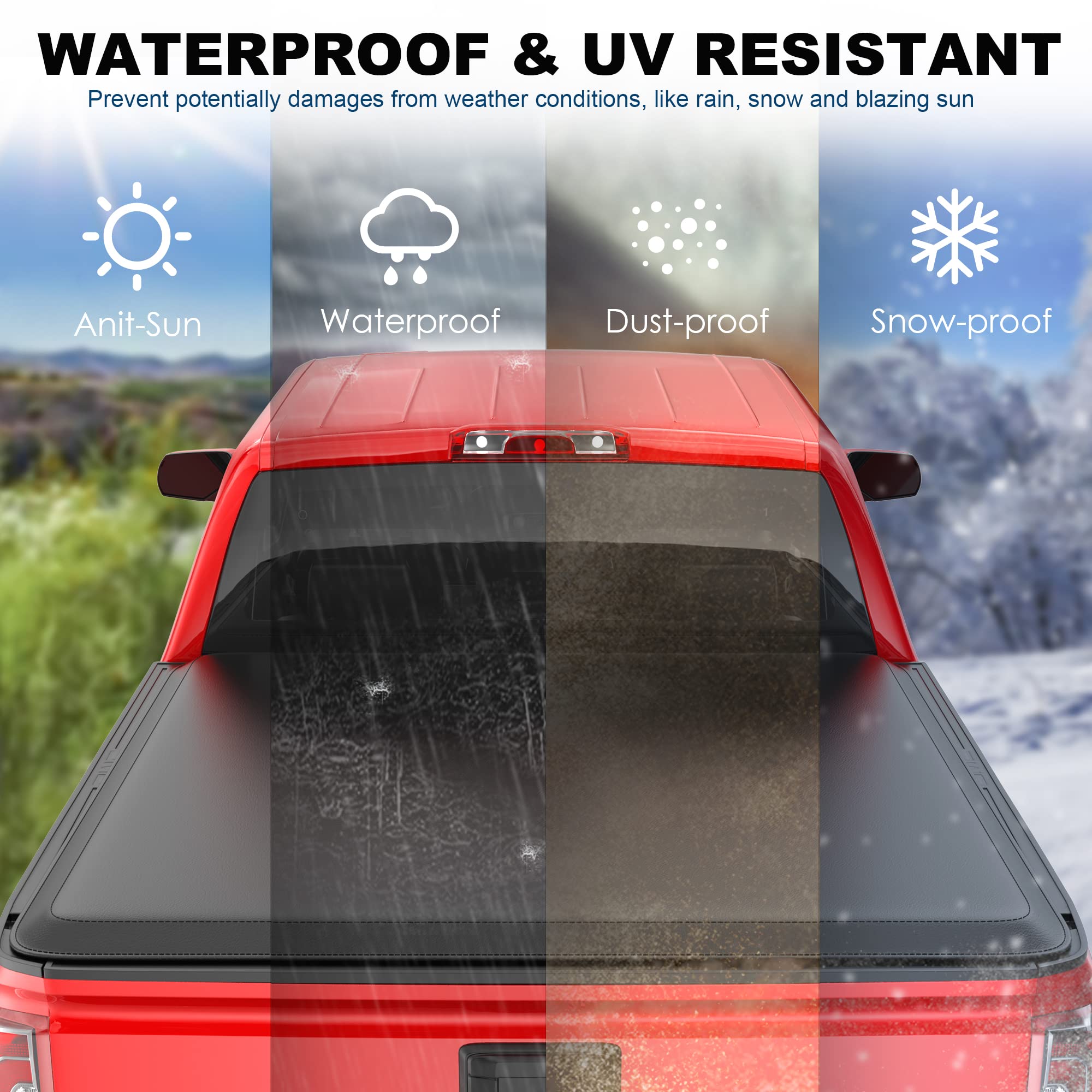 Mostplus Roll-Up Soft Vinyl Truck Bed Tonneau Cover Compatible With 2007-2013 Chevy Chevrolet Silverado/Gmc Sierra 1500 | Fleets