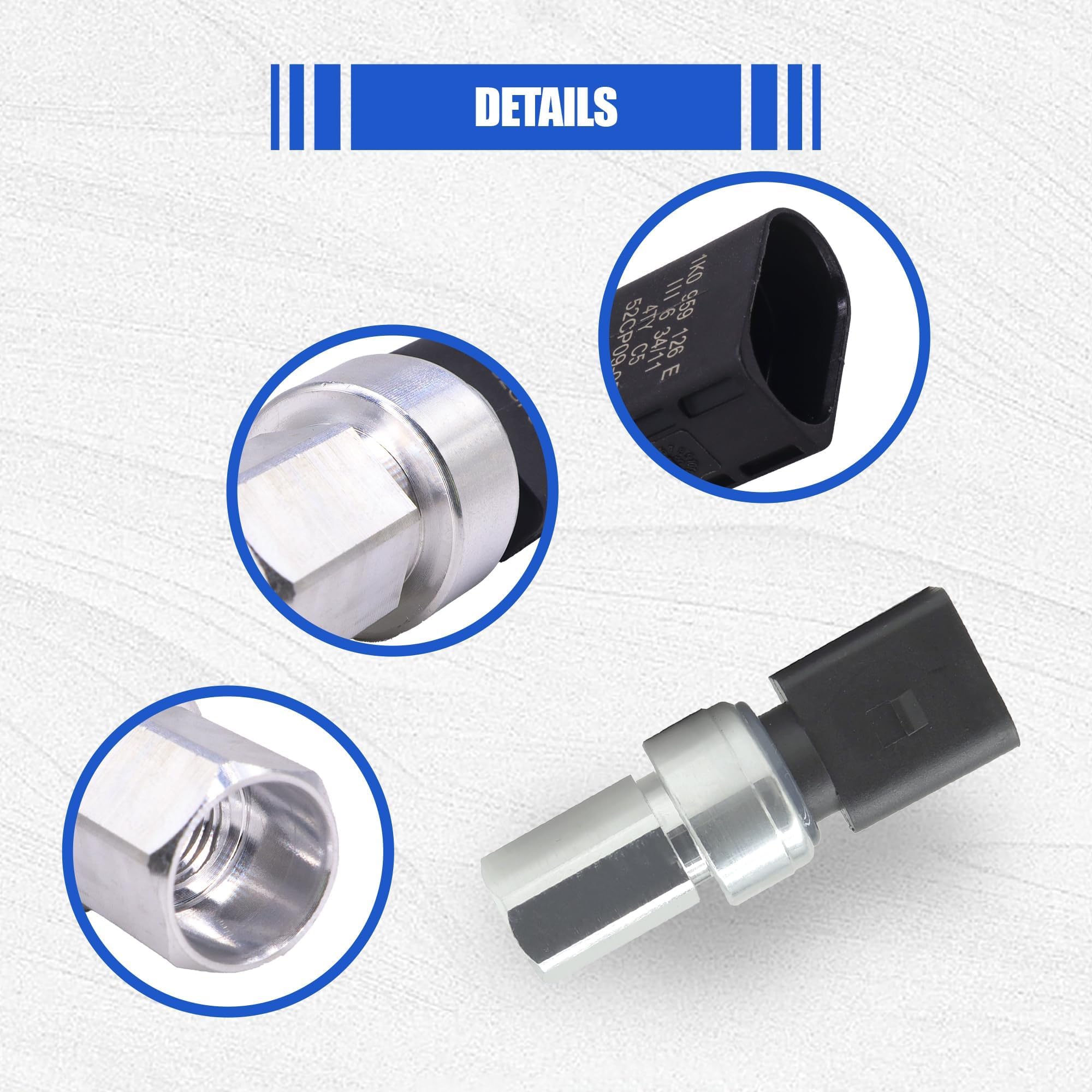 Hisport 1K0959126 A/C Air Conditioner Pressure Sensor Switch - Compatible With Volkswagen Touareg Tiguan Rabbit Passat Jetta Gti