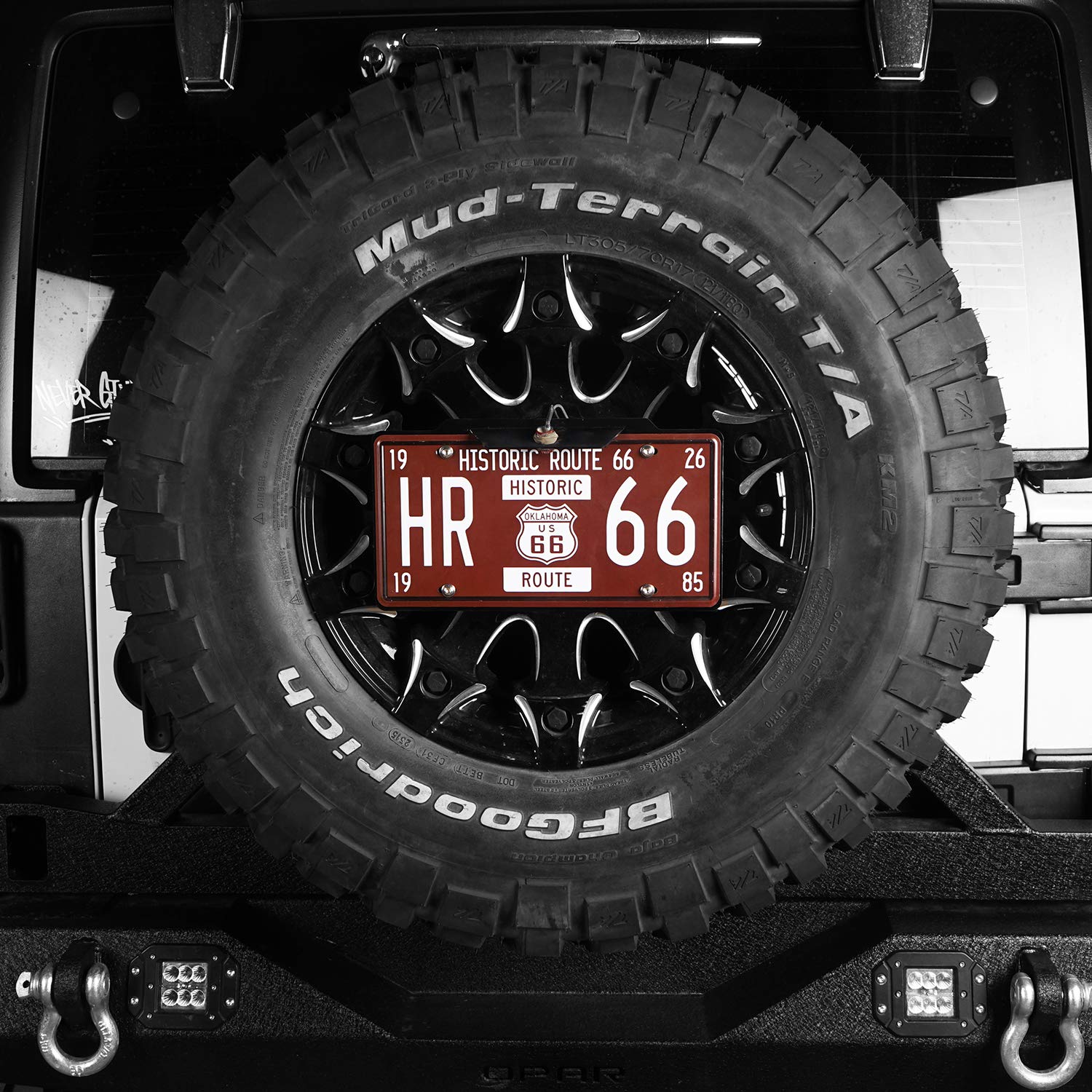 V8 GOD Wrangler License Plate Relocation for Spare Tire Mounting Bracket Compatible with Jeep Wrangler TJ & JK 97-18