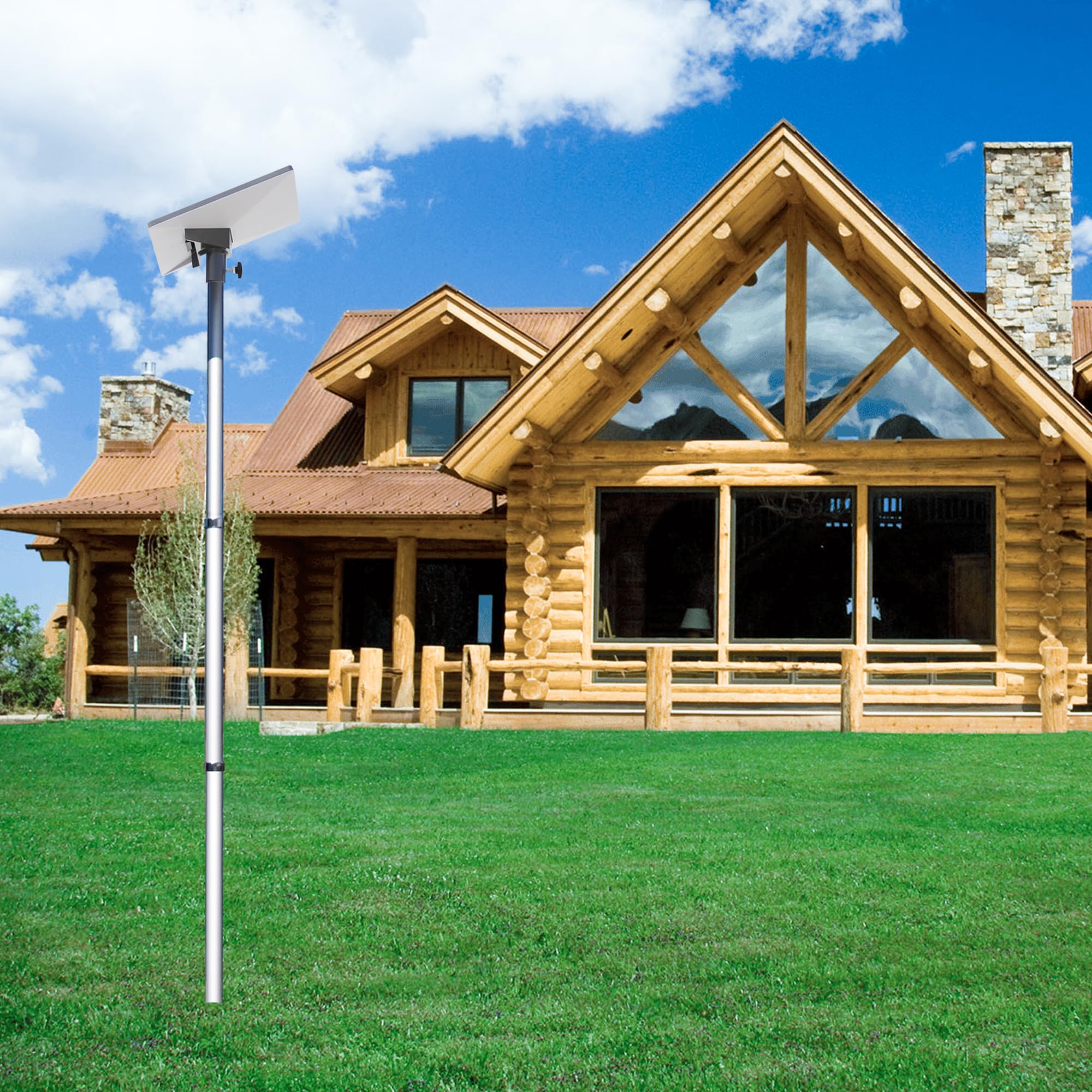 Telescopic Pole 20 ft with Aluminum Starlink MINI Adaptor for Cabins and Beach House