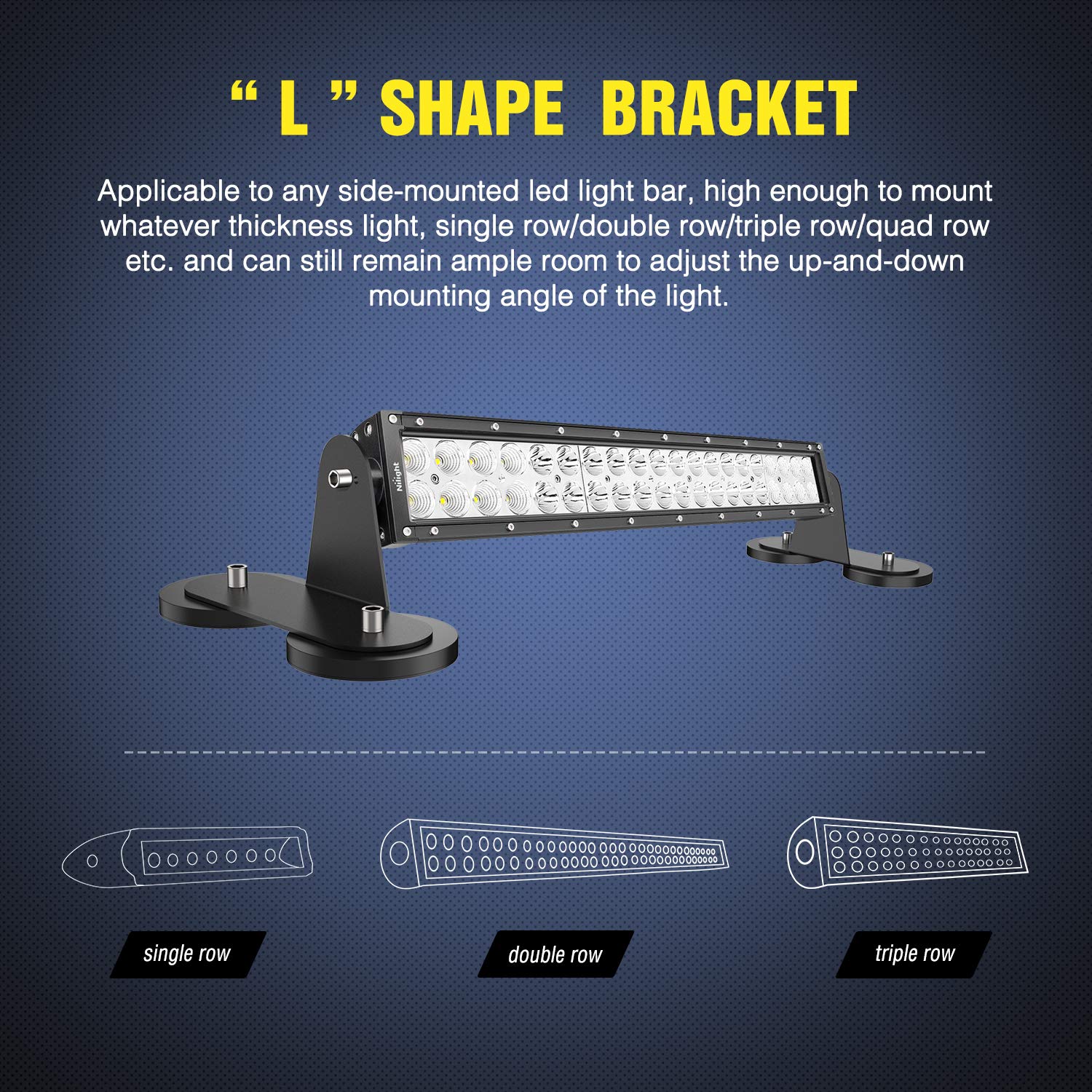 Nilight 2Pcs Magnetic Base Led Light Bar Mounting Brackets, Powerful Sucker Holder For Straight Curved Side-Mounted Light Bar Mo