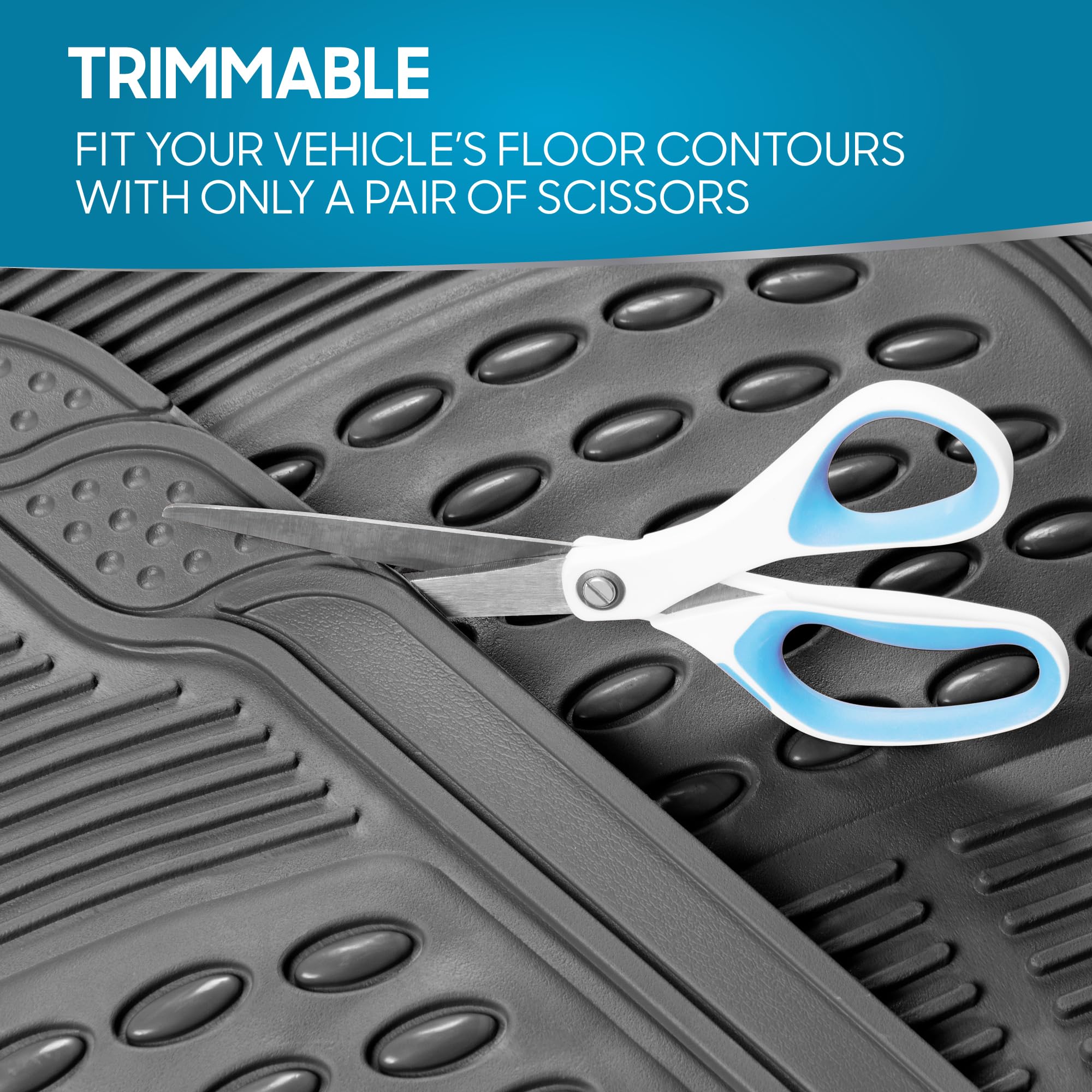 Bdk All Weather Rubber Floor Mats For Car Suv & Truck - 4 Pieces Set (Front & Rear), Trimmable, Heavy Duty Protection (Grey), 1