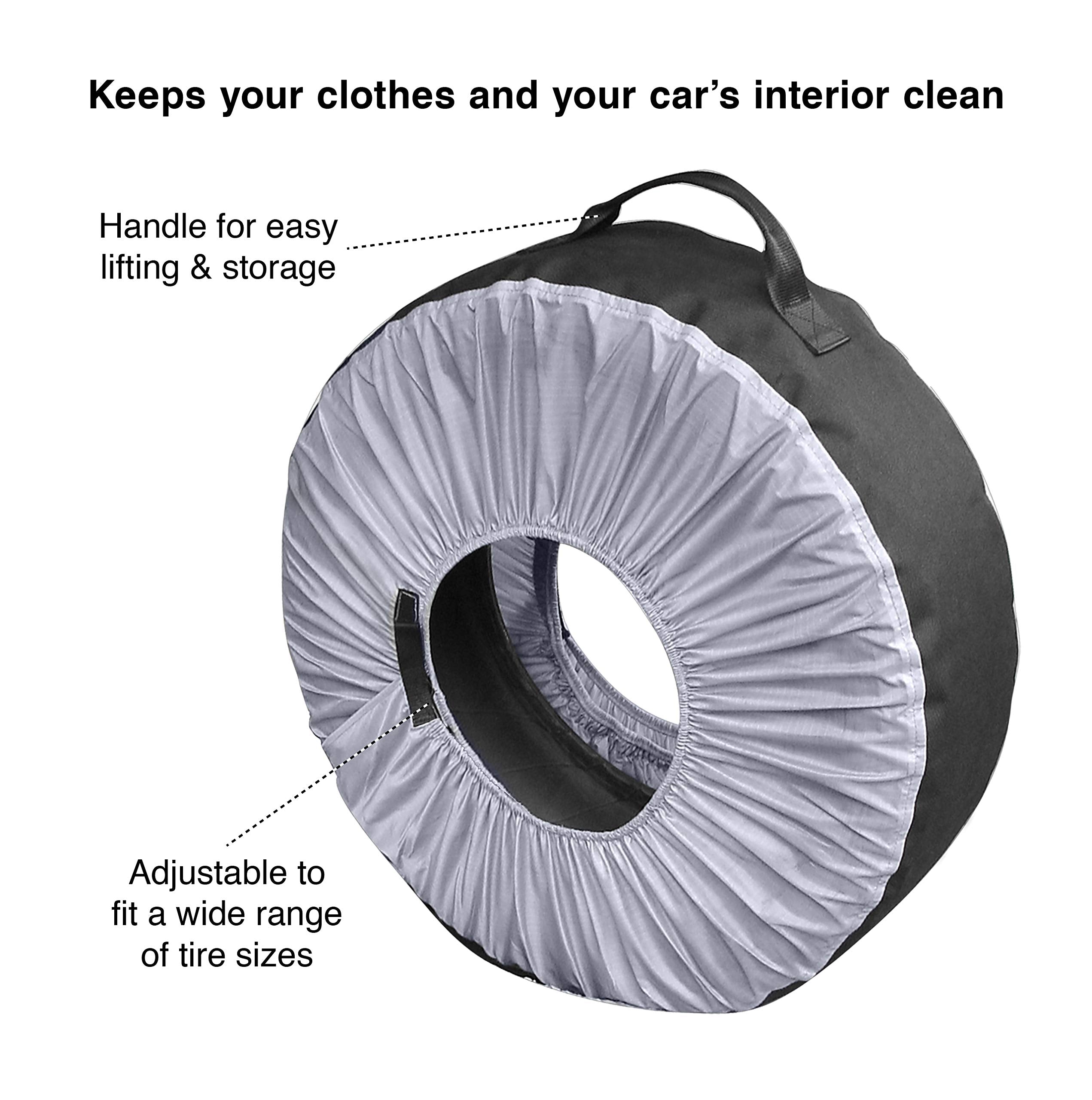 Kurgo Seasonal Tire Totes, Spare Tire Cover, Portable Wheel Bags, Winter Tire Cover, Handle For Easy Transportation, Universal Fit, Machine Washable, Fits Tires 22” To 31”, Includes 4 Tire Totes