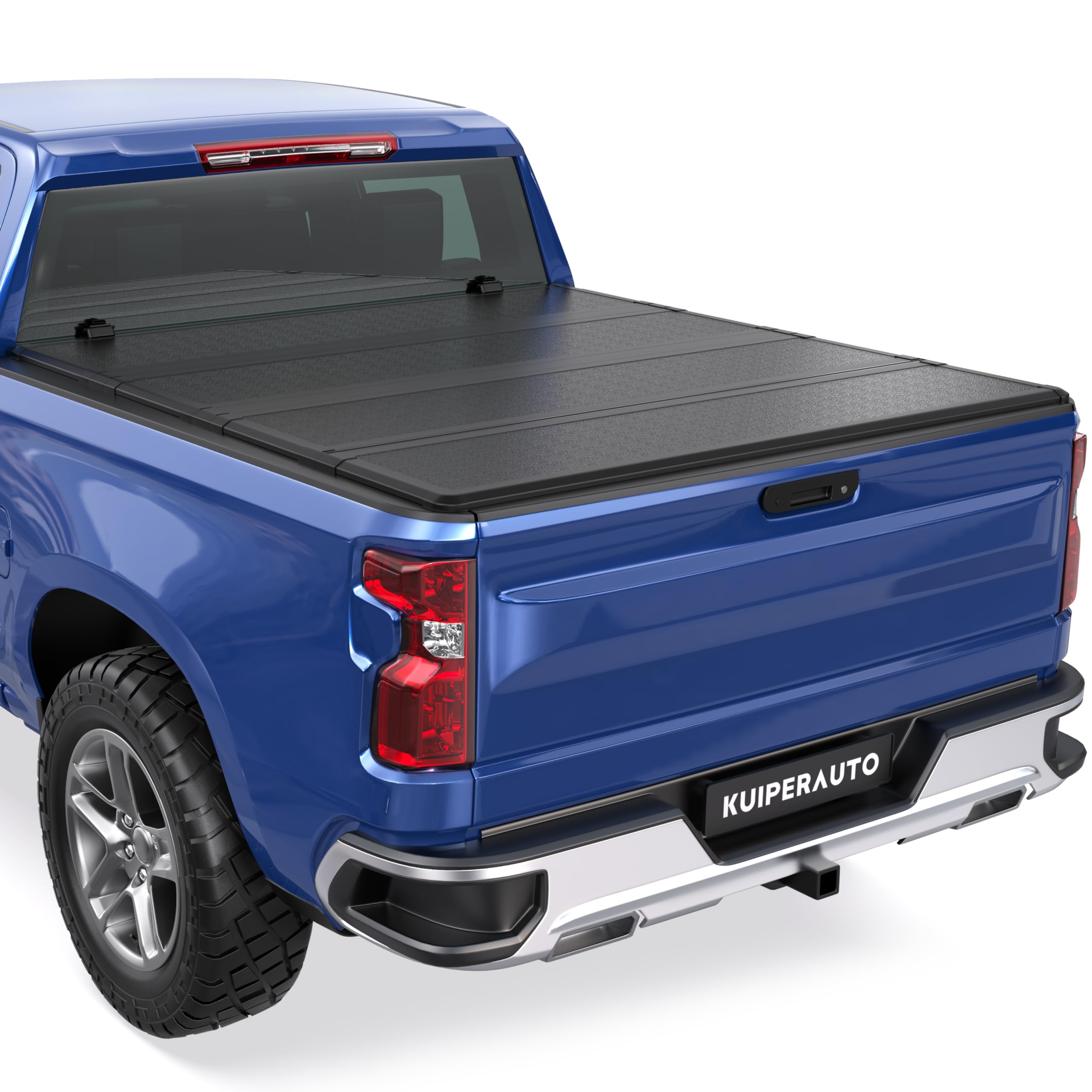 KUIPERAUTO 5.8 FT Fiberglass Quad Hard Truck Bed Tonneau Cover Compatible for 2007-2025 Chevy Silverado GMC Sierra 1500 (19 Clas