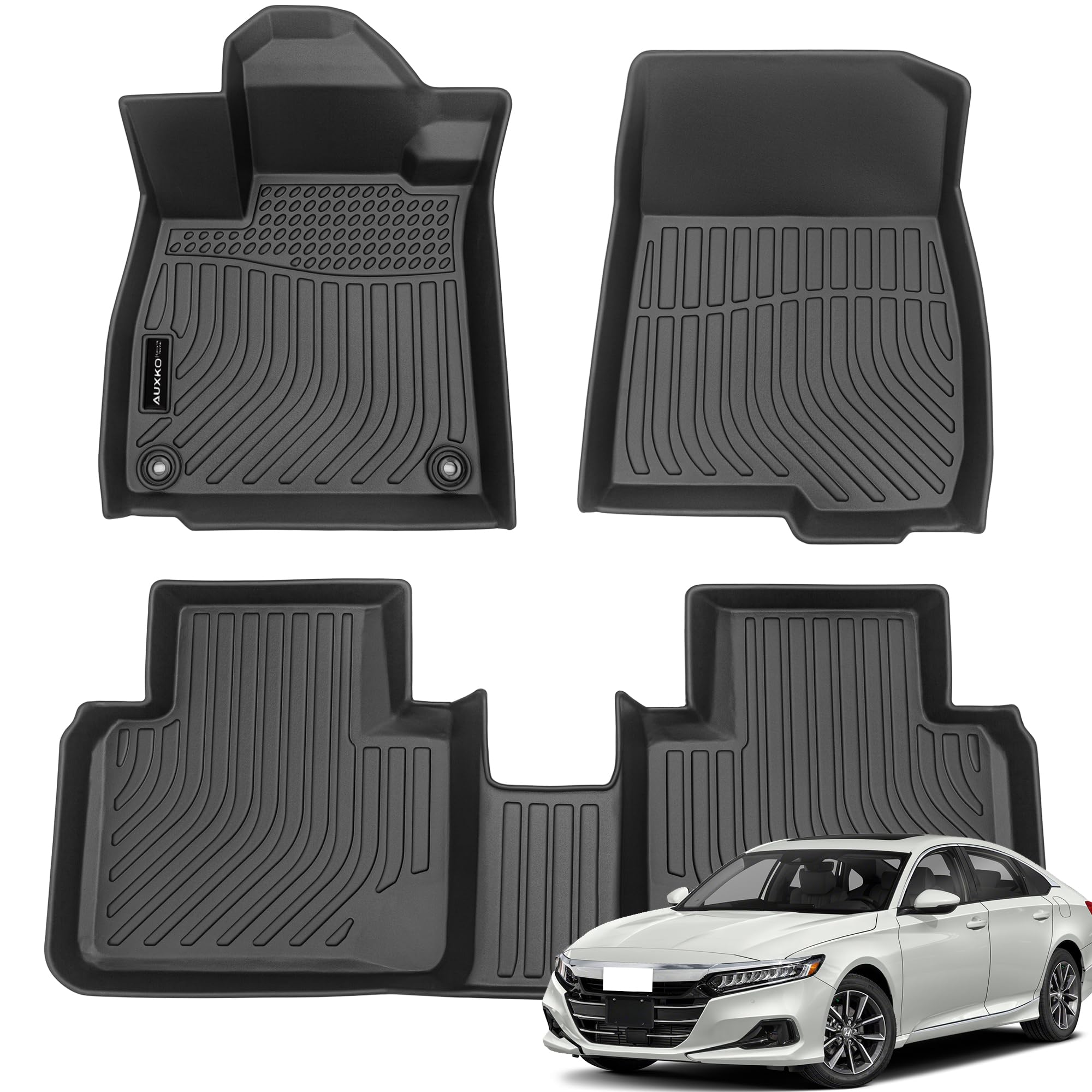 Auxko All Weather Floor Mats Fits for Honda Accord 2018-2022 TPE Rubber Liners Accessoires for Accord 2018-2022 All Season Guard