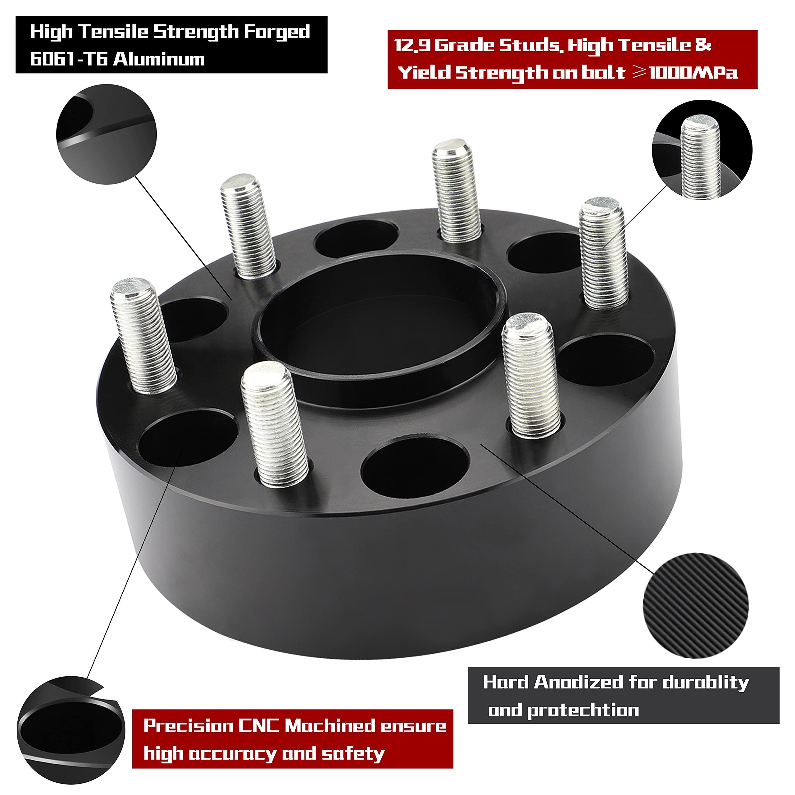 Richeer 2 Inch 6X5.5 Wheel Spacer For 2019-2024 Ram 1500, 4 Pcs 6X139.7Mm Wheel Spacer With 14X1.5 Studs & 77.8Mm Center Bore For 2019 2020 2021 2022 2023 2024 Ram 1500