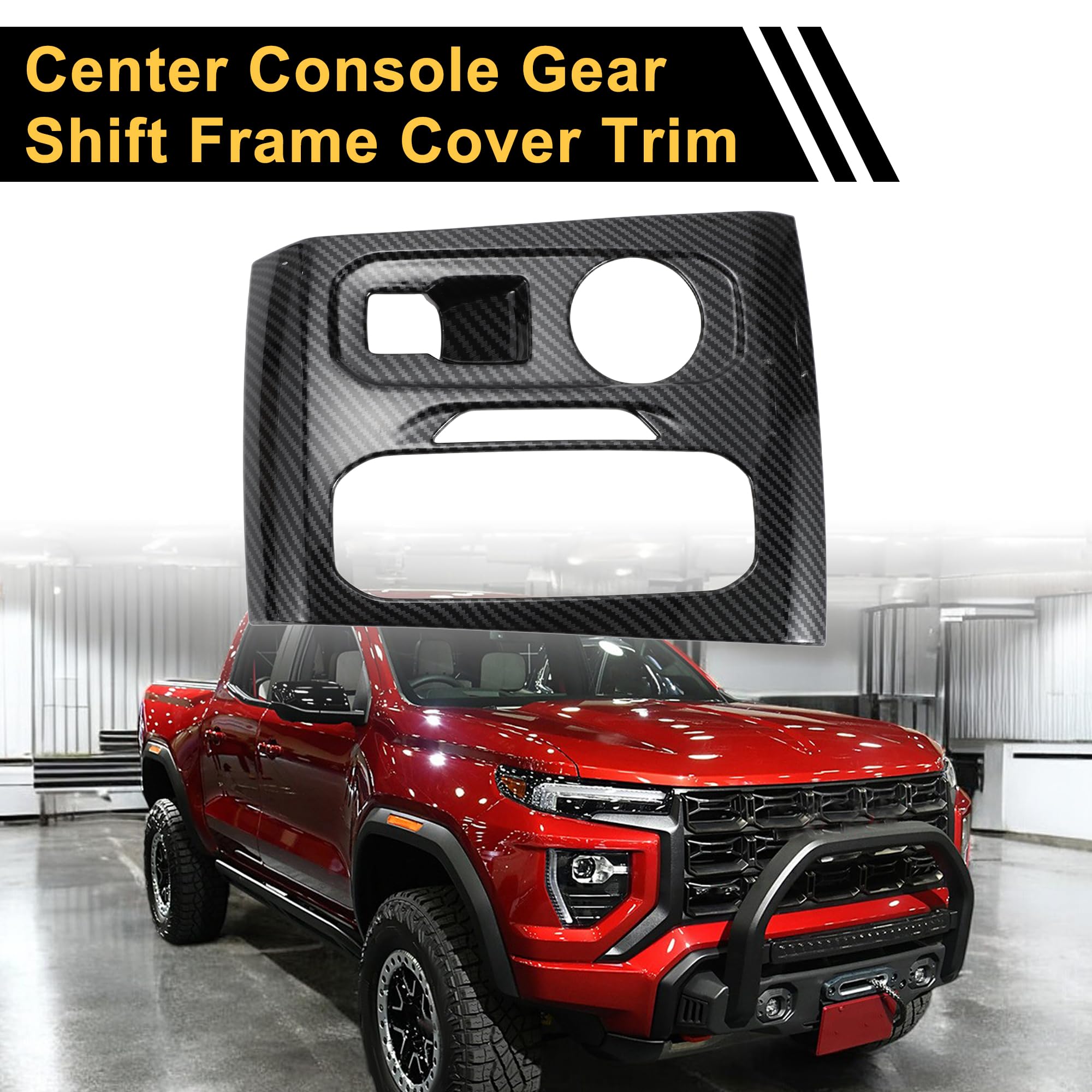 REPAIROCK Gear Shift Frame Panel Cover Trim for Chevrolet Colorado & GMC Canyon 2023-2024, Black, ABS Carbon Fiber Pattern, 28X22.5X4cm