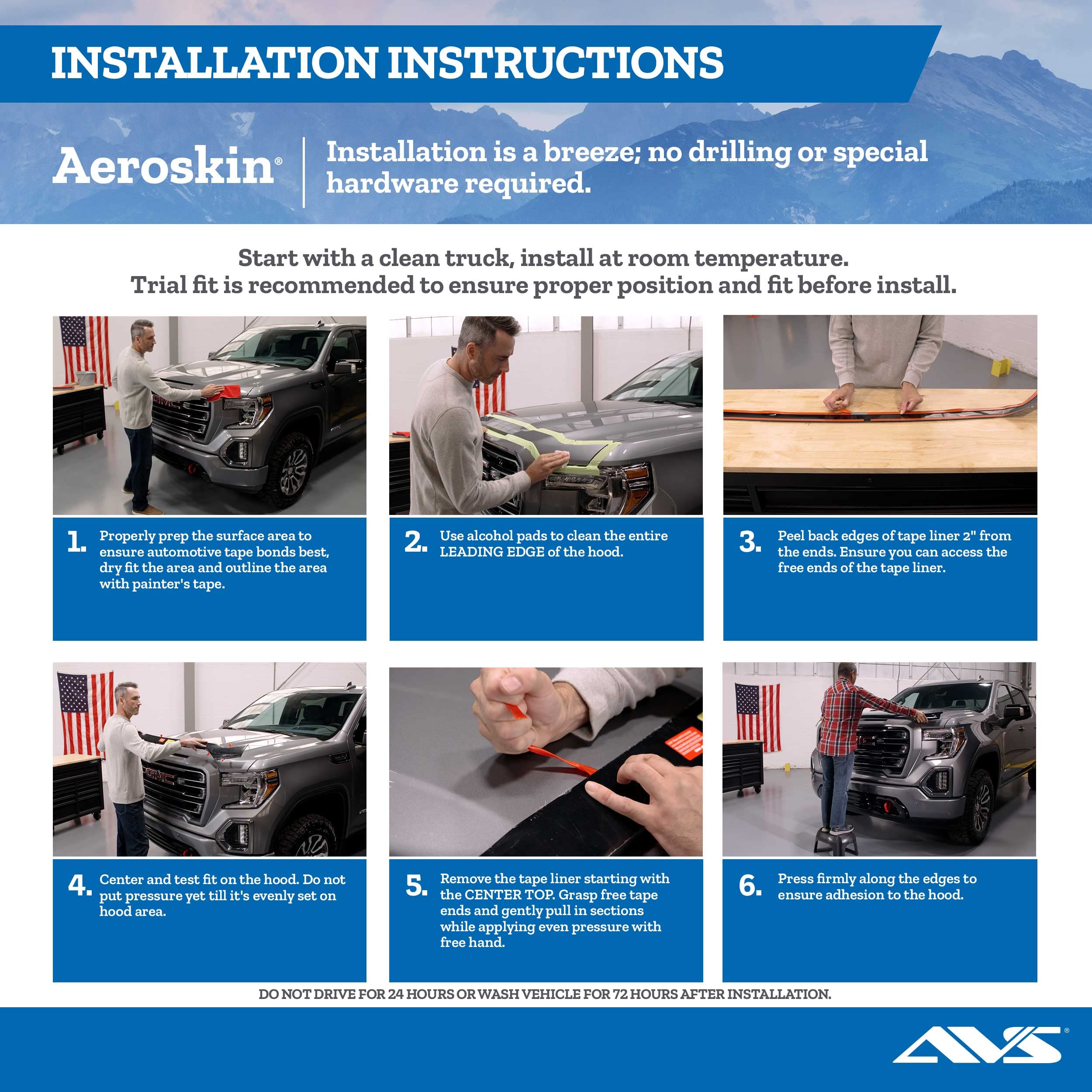 Auto Ventshade [Avs] Aeroskin Hood Protector | 2019 - 2023 Ram 1500 (Excludes Rebel & Trx Models), Low Profile/Flush - Matte Black | 377163