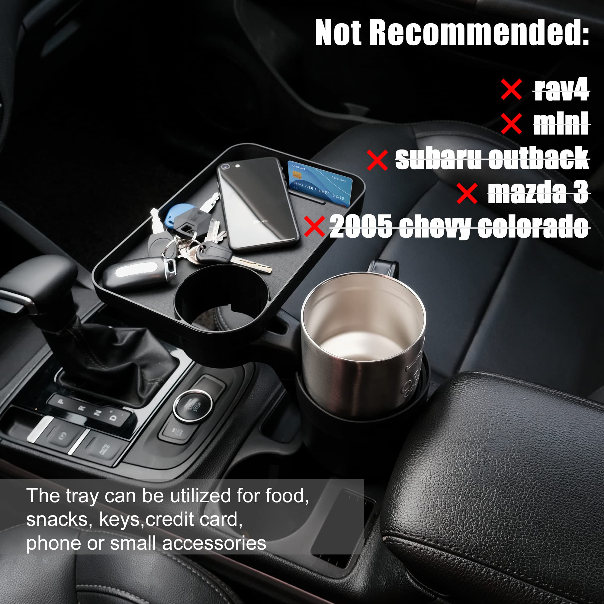 Seven Sparta Car Cup Holder Expander&Tray For Compatible With Yeti 20/26/30 Oz, Hydro Flasks 32/40 Oz, Nalgenes 30/32/38/48 Oz,