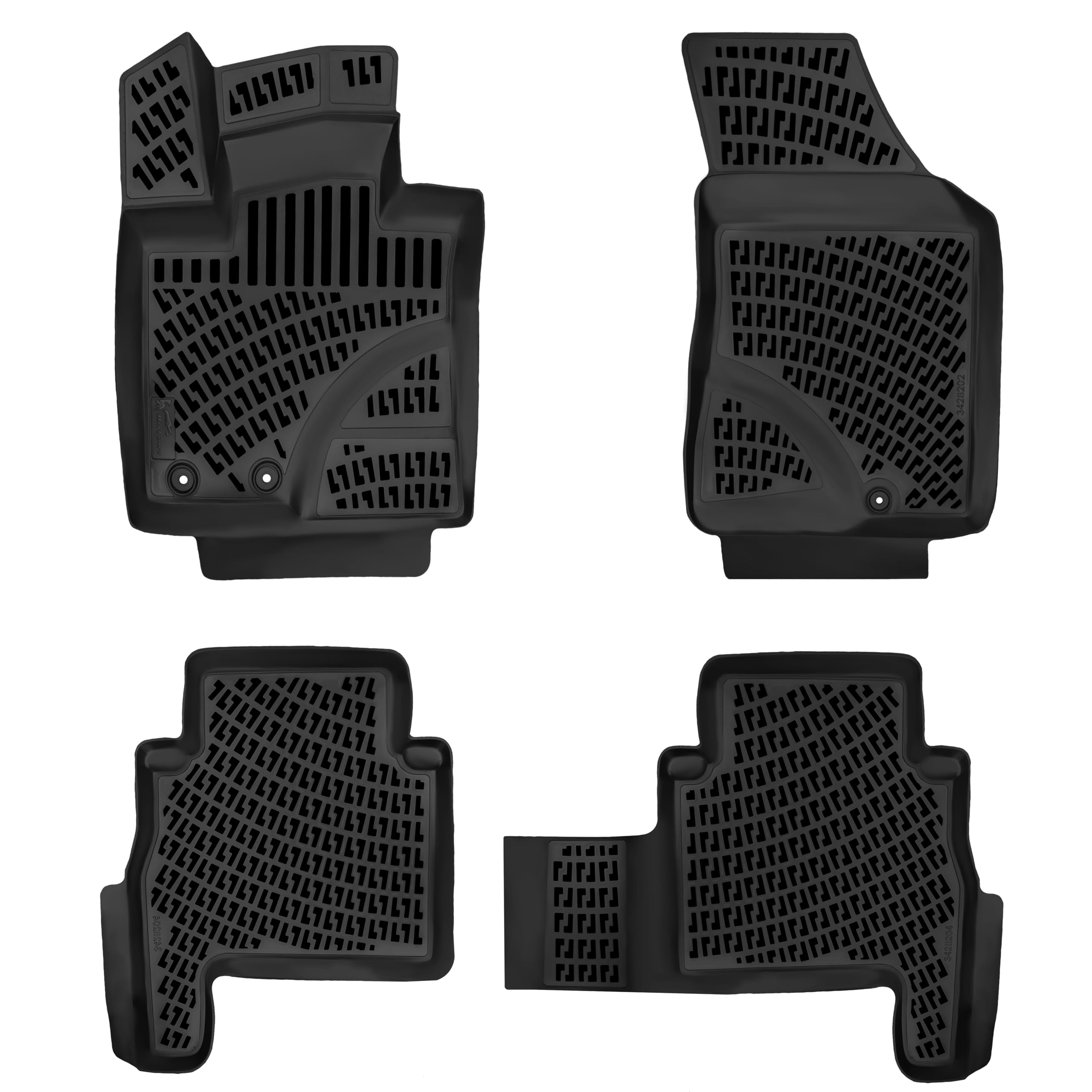 Rizliner Kia Sorento 2021-2025 (No Hybrid Models) 7 Seats Floor Mats 3D Custom Fit Rubber Car Mats Laser Measured Floor Liners A