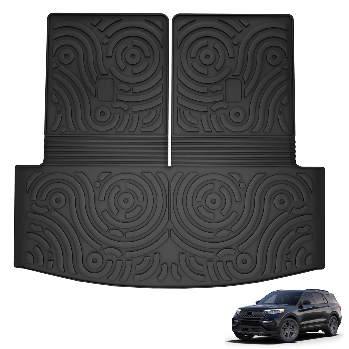 Karpal Cargo Mat Fit For Ford Explorer 2020-2024, (Fits To Back Of 2Nd Row - Folds Up & Down W/3Rd Row), Cargo Liner Trunk Mat B