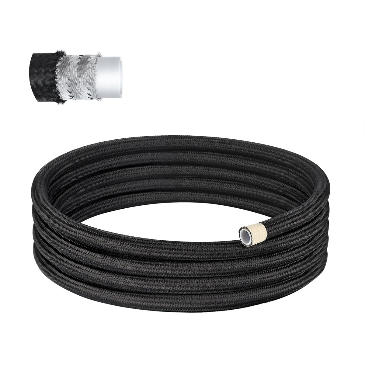 Evil Energy 10An Ptfe Fuel Hose Line, An10 Fuel Line E85 Nylon Braided 10Ft Black