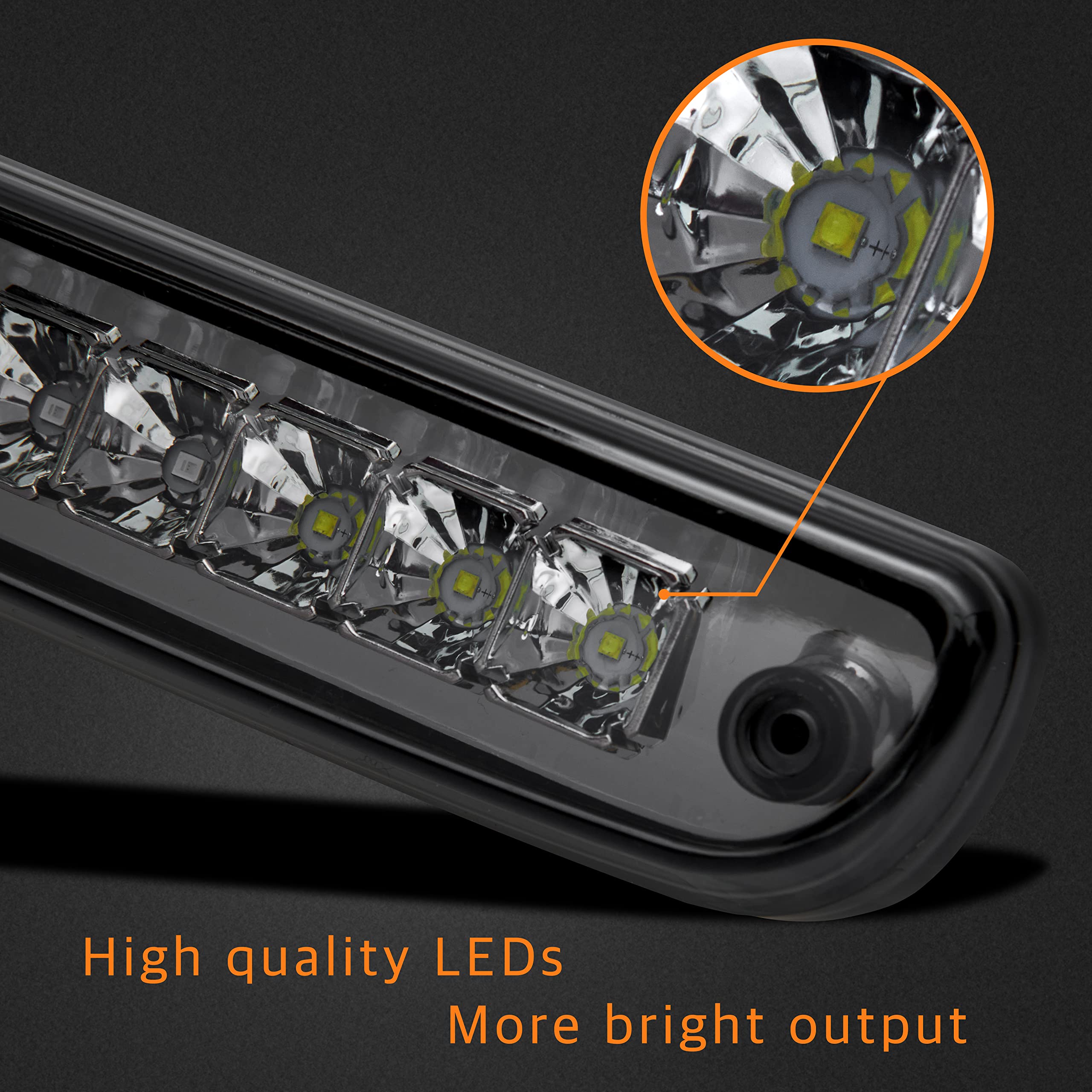 Cxdar Third 3Rd Brake Light Led For 1999-2016 Ford F250 F350 F450 F550 Super Duty, High Mount Rear Brake Lights Assembly For 99-16 F-250 F-350 F-450 F-550, 1993-2011 Ranger Center Cab Cargo Stop Light