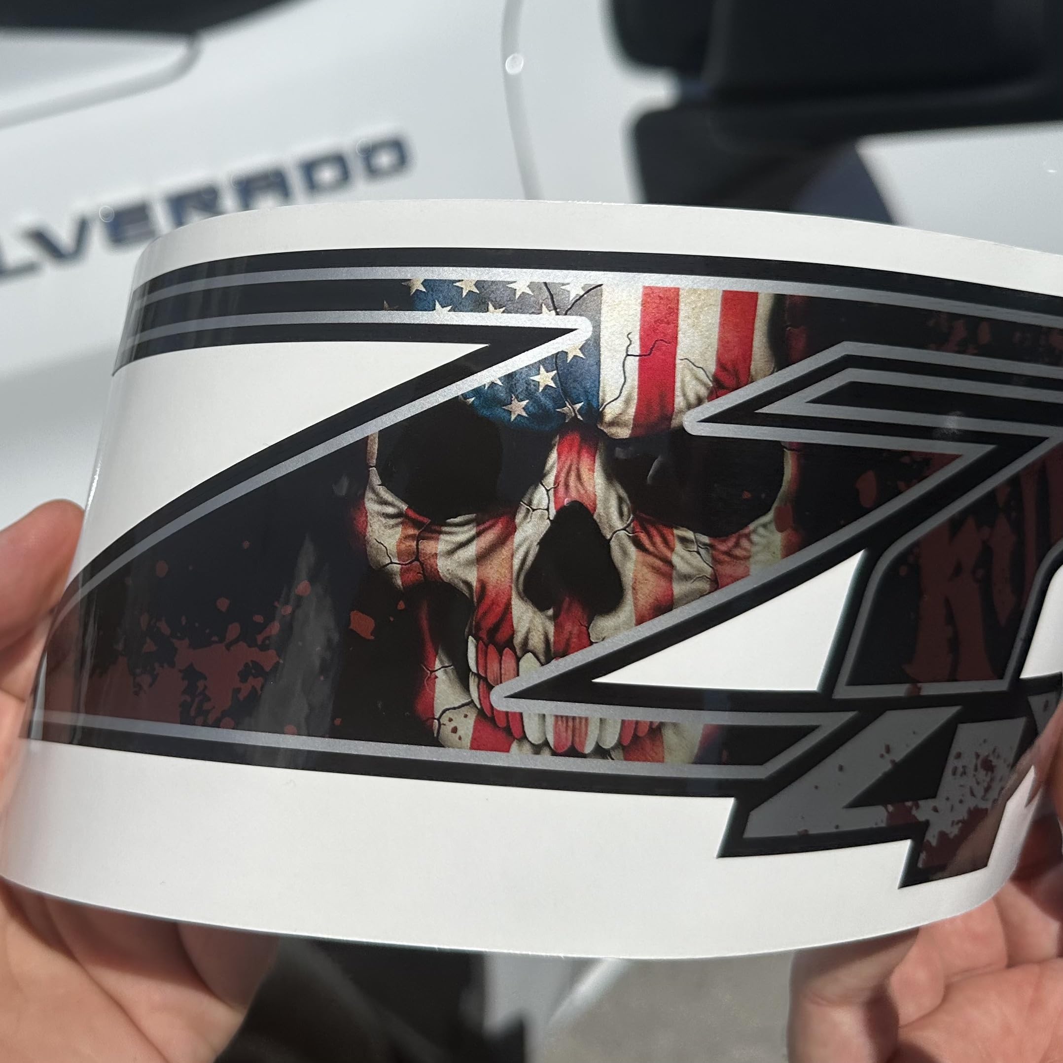 Chevy Silverado Z71 4X4 Decals Stickers (Dimensions 12.5'' X 4'') - F (2007-2013) Bed Side 1500 2500 Hd (Set Of 2) (Skull#2 Glos