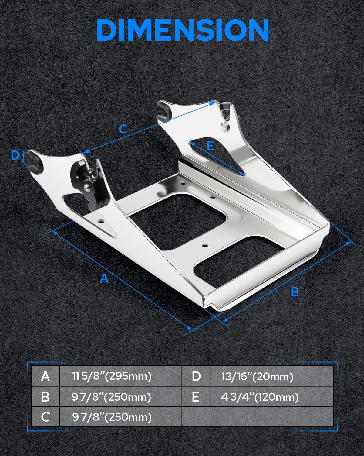 Benlari Chrome Detachable Trunk Mount 2-Up Tour Pack Mount Rack Compatible For Harley Davidson Touring Street Glide Road King Road Glide Electra Glide 2009-2013 2010 2011 2012