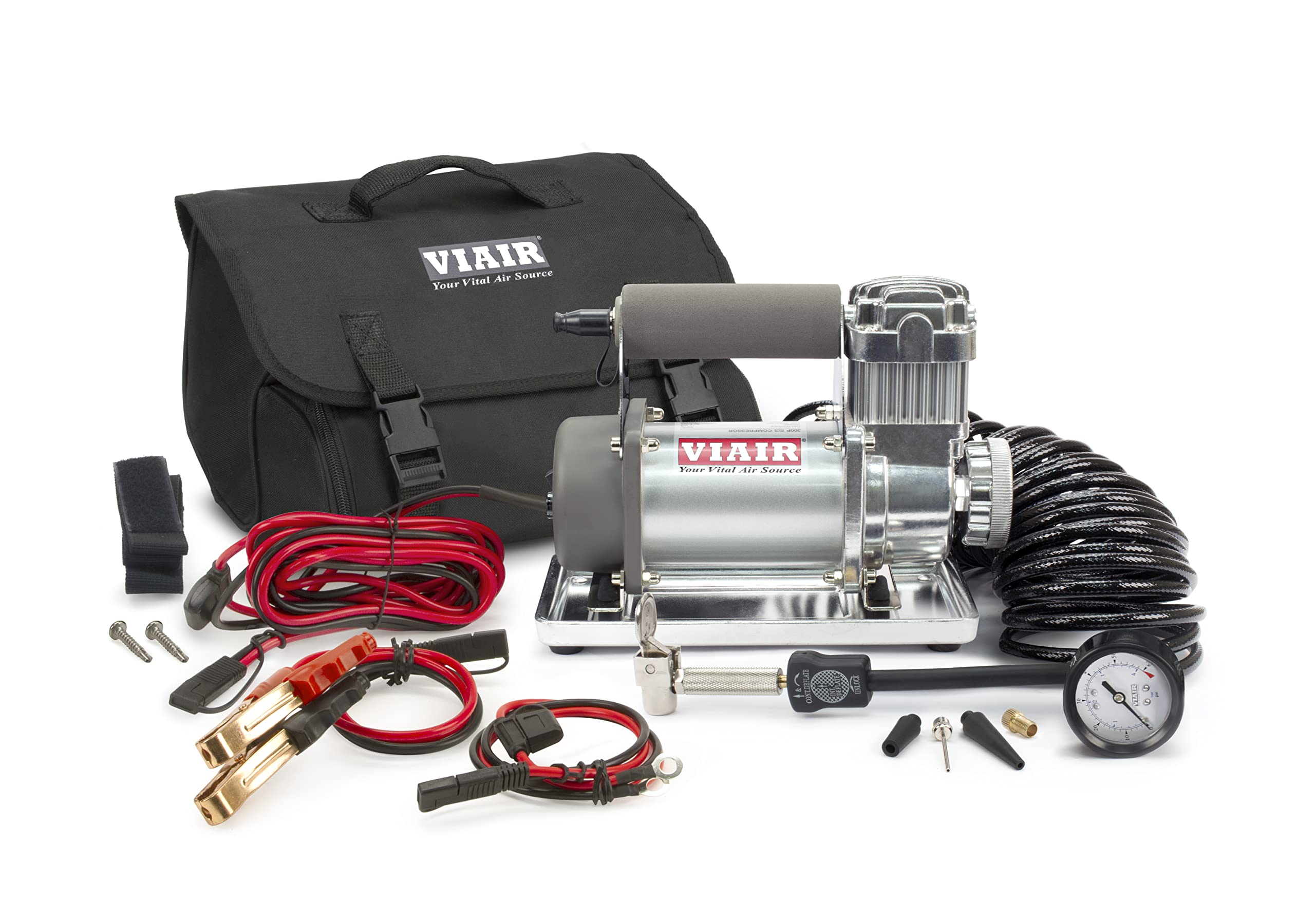 Viair 30032 300P Sxs Portable Compressor Kit With Battery Tender And Compressor Tie Down (12V, 33% Duty, 150 Psi), Ce.
