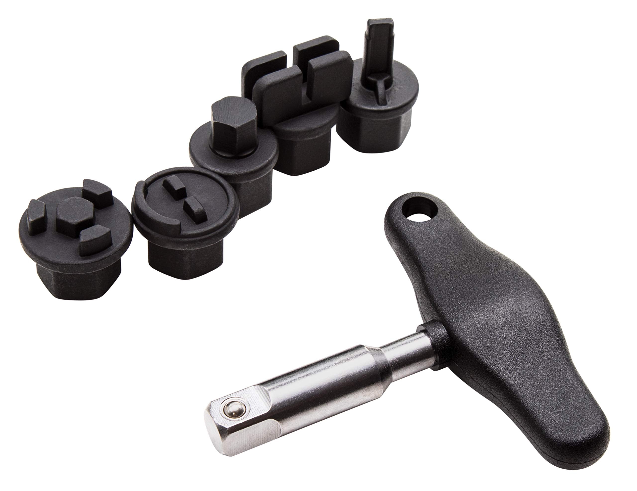 Steelman 6-Piece Oil Drain Plug Wrench Kit for Installing and Removing Plastic Oil Drain Plugs and Bolts, Includes 3/8-inch Driv