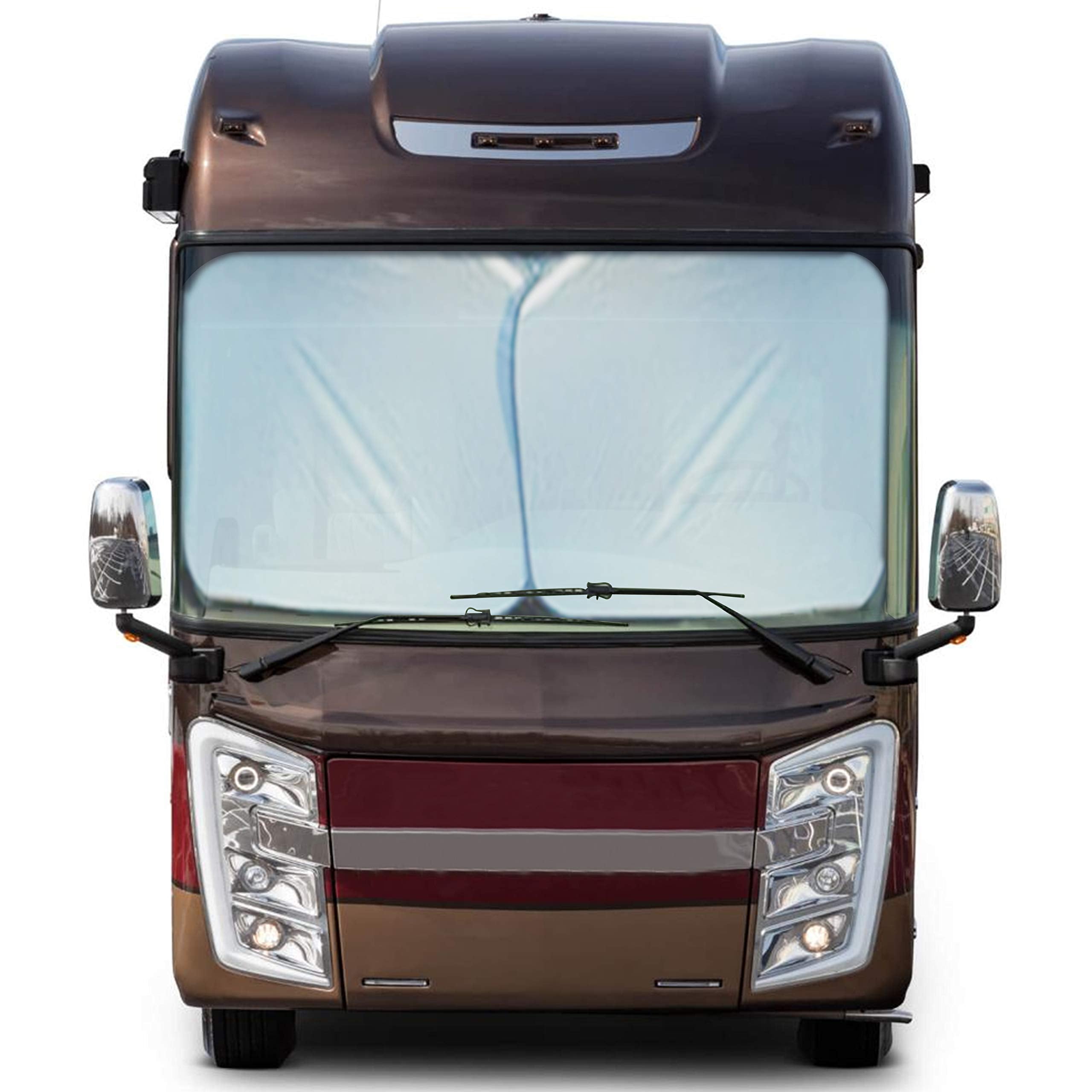 Econour 2-Piece Foldable Spring Rv Windshield Sunshade, Reflective 230T Nylon Keeps Your Rv Cool, Front Rvs, Trucks, Motorhomes,