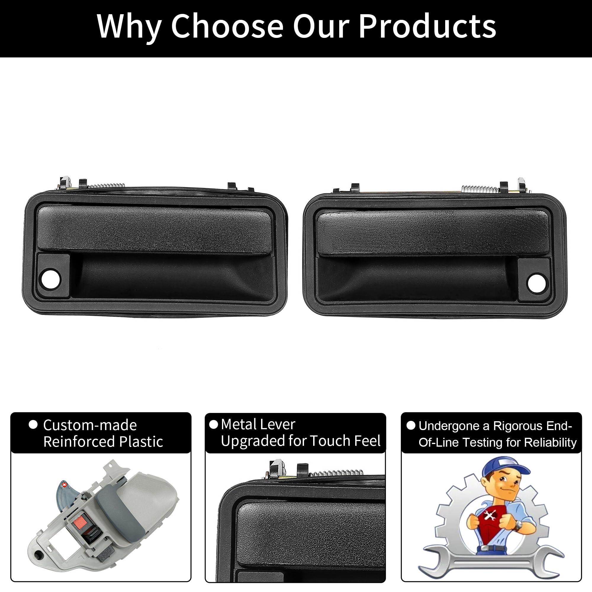 Door Handle Set Metal Exterior & Interior, Compatible with 1988-2001 Chevy K1500 K2500 K3500 C1500 C2500 C3500, GMC C/K 1500 250