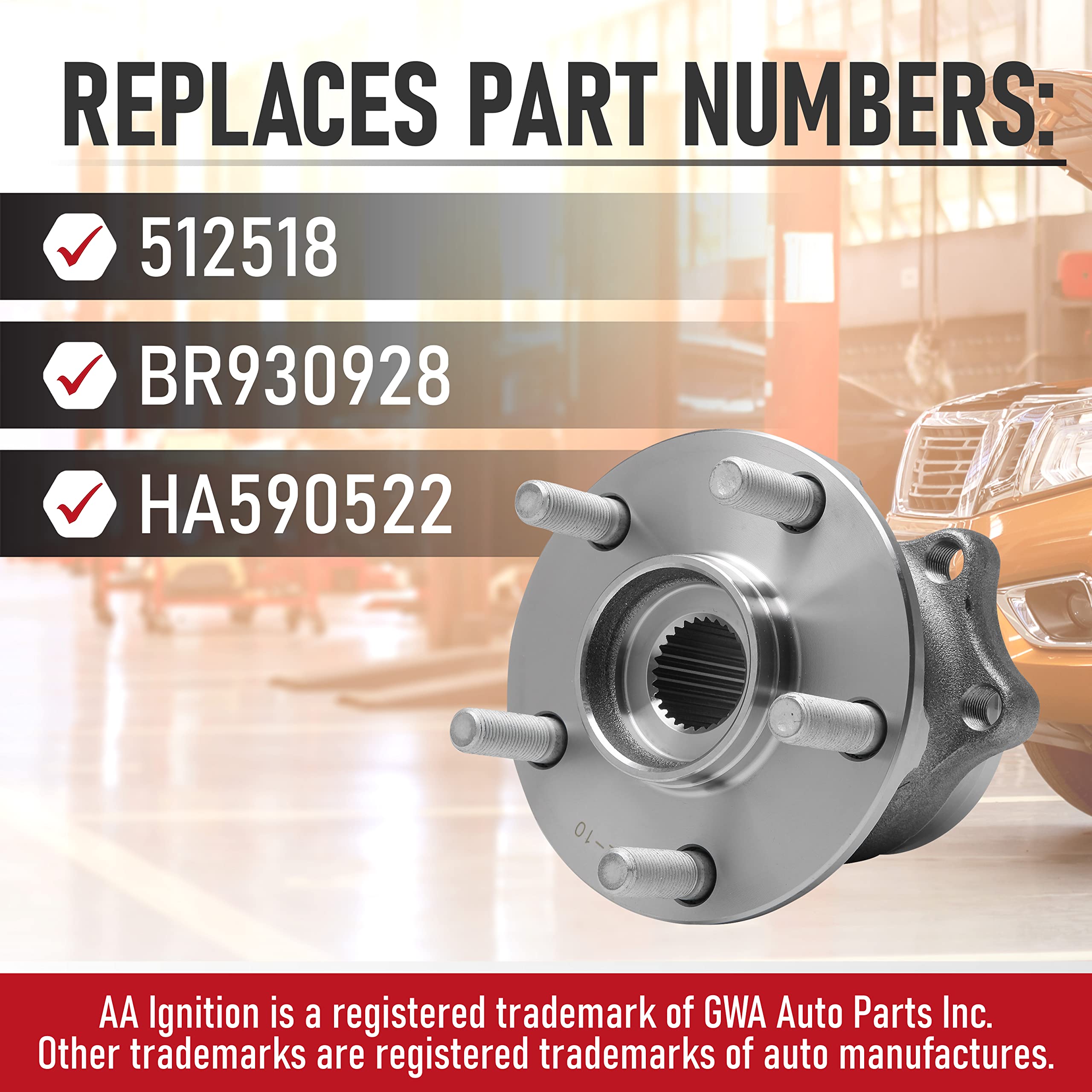 Replacement Rear Wheel Hub Bearing Assembly Set Of 2 - Compatible With Subaru - Crosstrek, Forester, Impreza, Xv Crosstrek - Rep