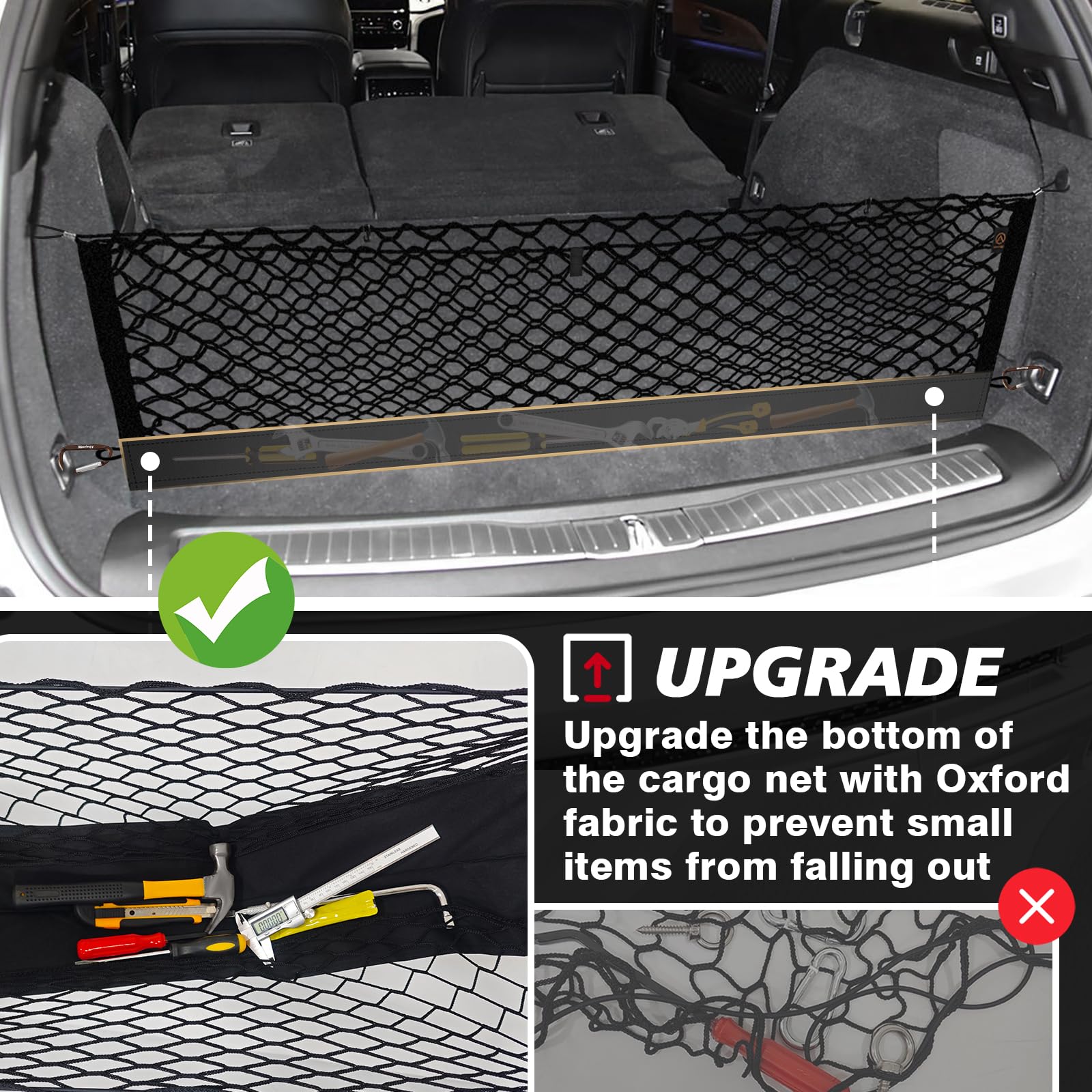 Muslogy Envelope Style Trunk Cargo Net Compatible With 2022-2024 2025 Jeep Grand Cherokee Accessories Custom Fit Trunk Organizer