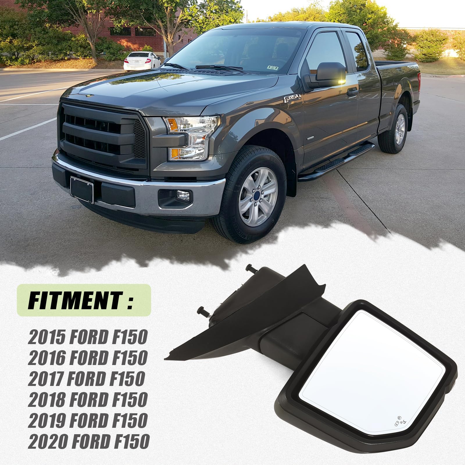 Lqito Left Driver Door Mirror with Power Glass,Heated, Puddle Lights,Clearnce Lamp,Blind Spot Detection and Manual Folding Fits