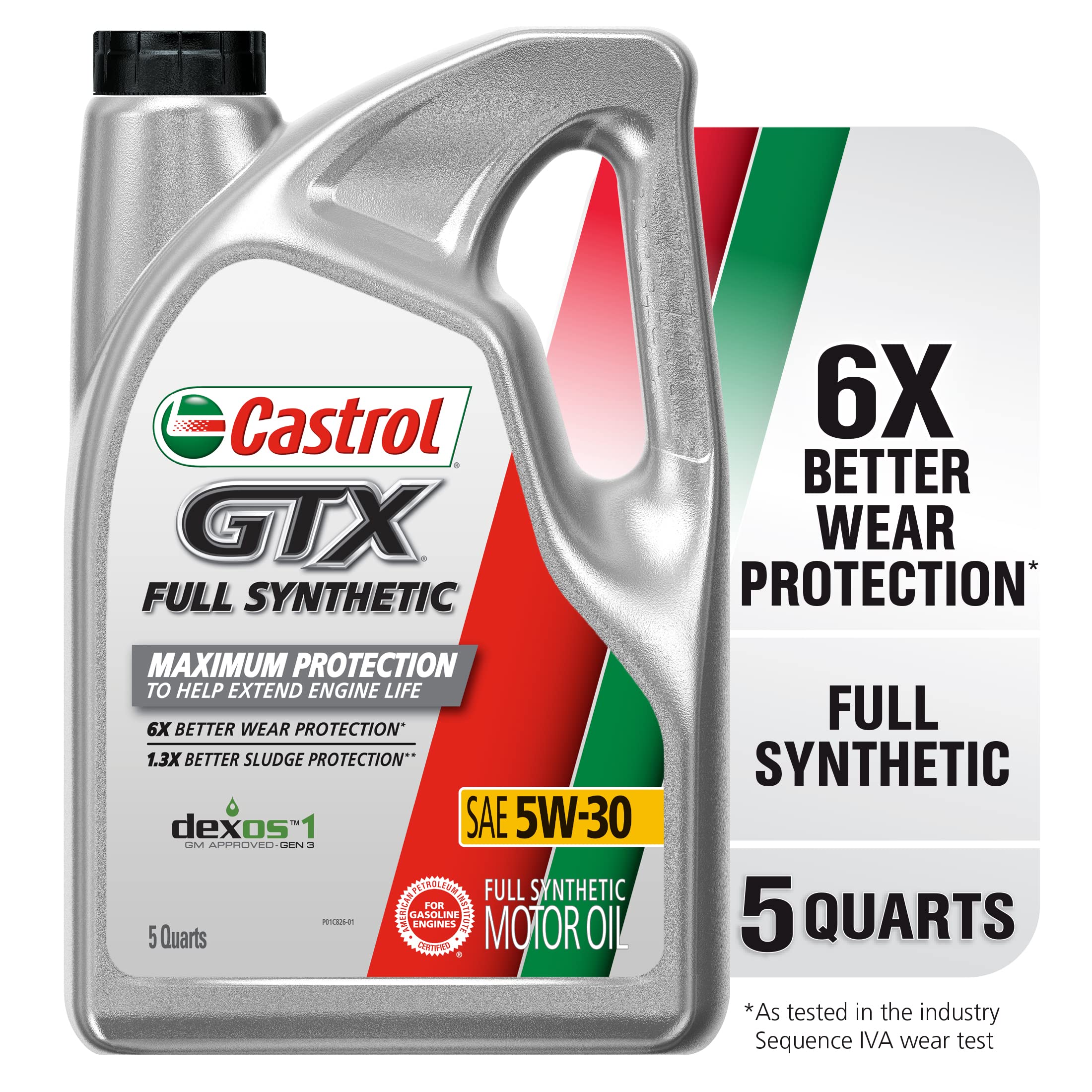 Castrol Gtx Full Synthetic 5W-30 Motor Oil, 5 Quart Jug