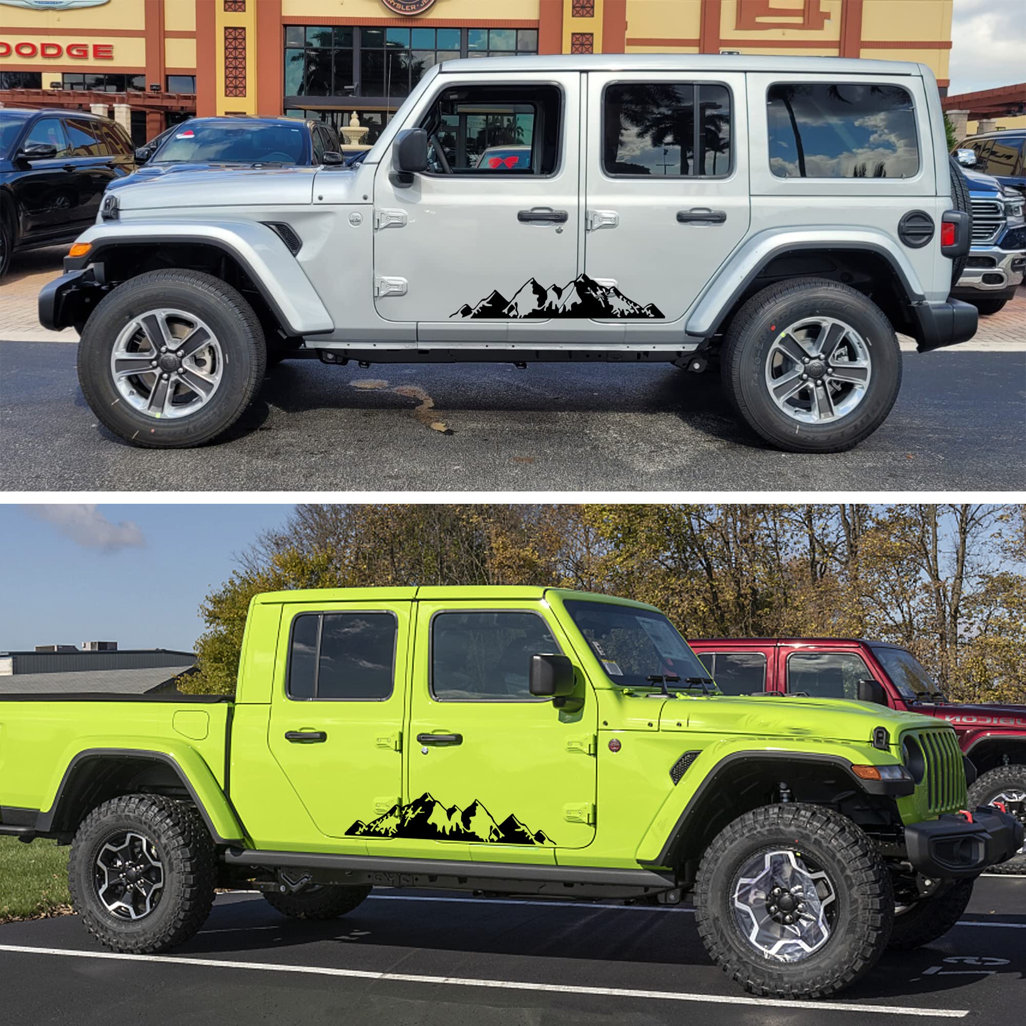 Practisol 1 Pairs Mountain Stickers For Car, Mountains Graphic Car Decals For Side Body Door Tailgate, Mountain Decal Vinyl Car Sticker For Pickup Truck Suv Rv Off-Road Vehicles (29.9X6.5 Inch, Black)