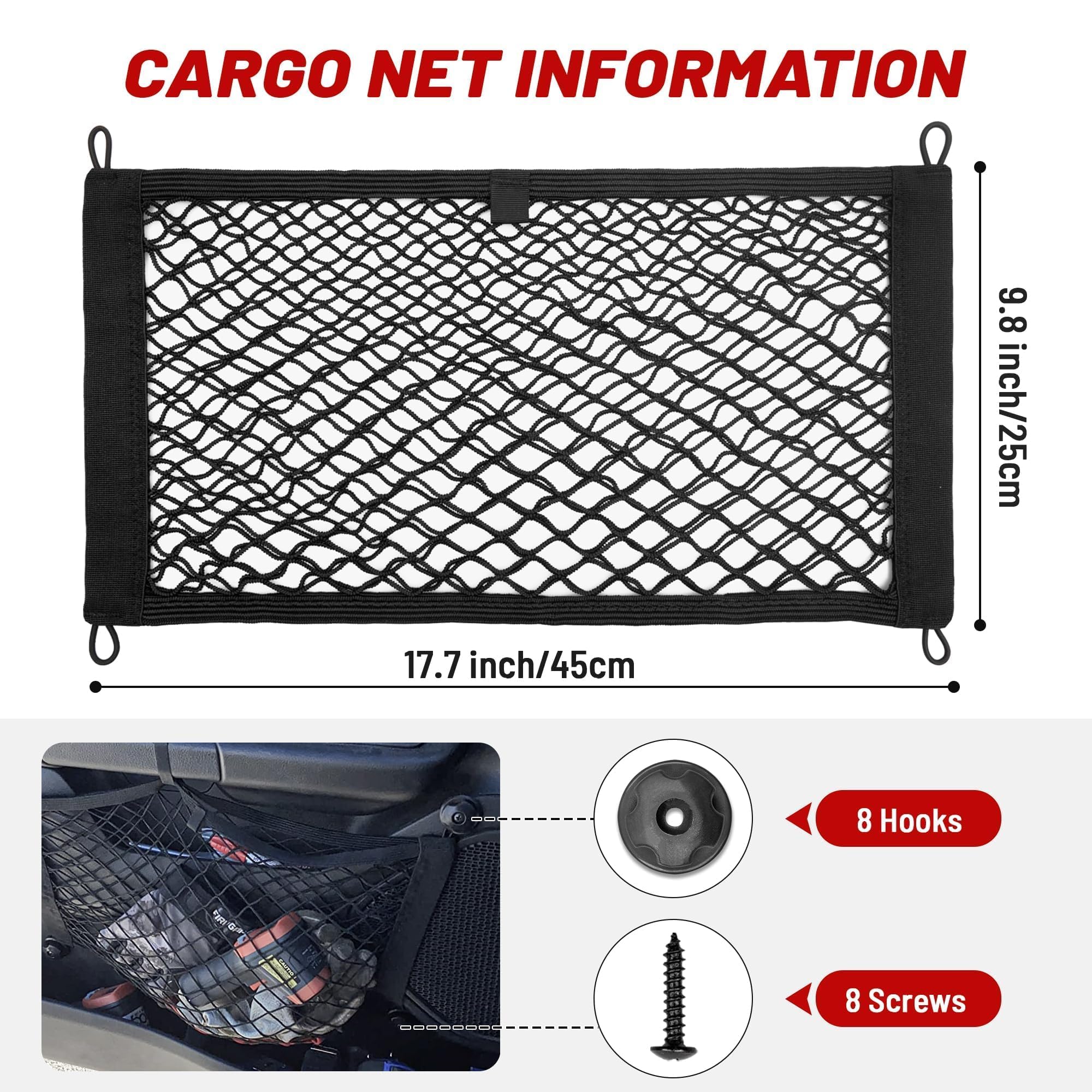 Red Wolf 2 Pcs Small Cargo Net Pocket Elastic Mesh Netting Car Mesh Pouch For Trunk Rv Boats Home Cargo Storage With Screws And