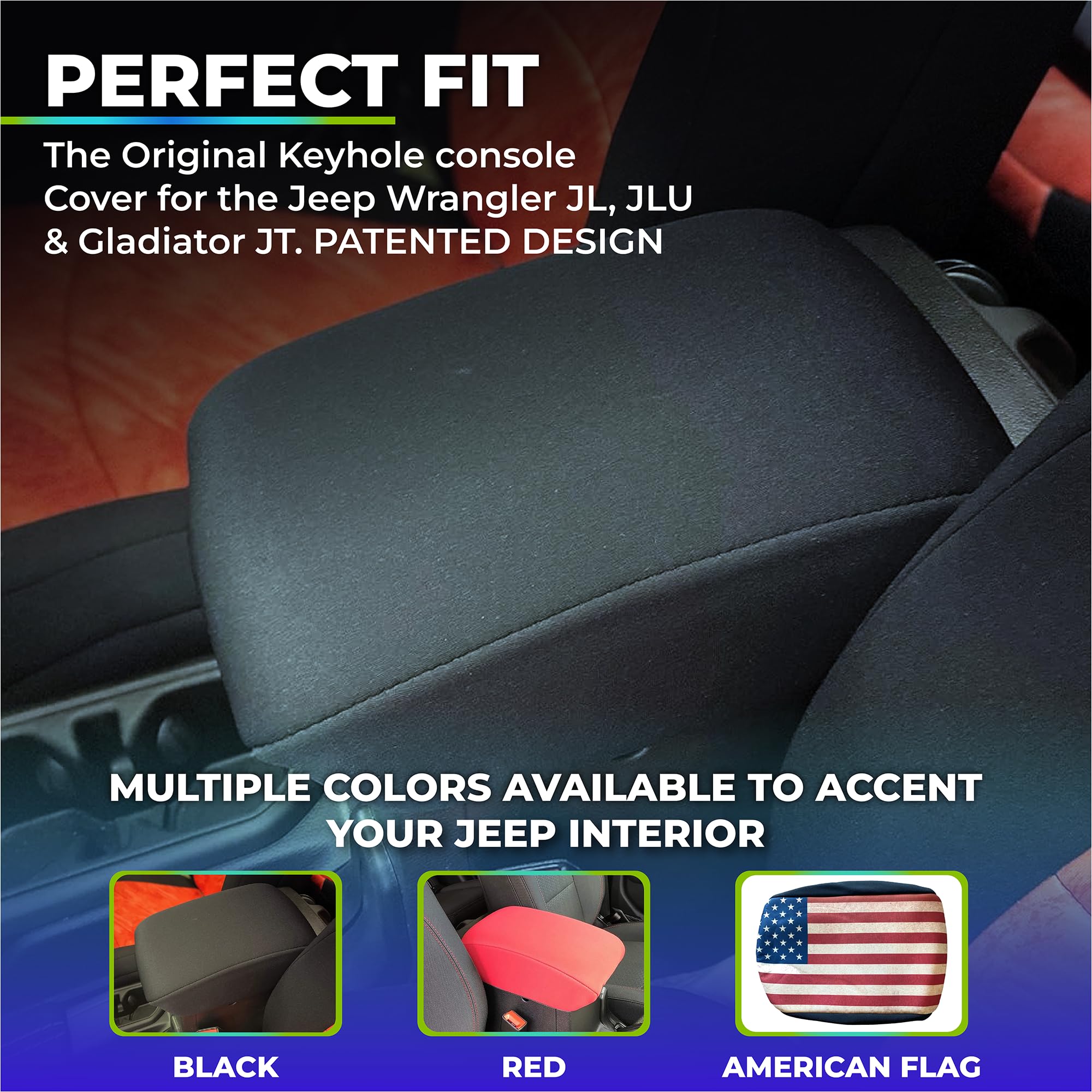 Koverz Neoprene Console Cover Armrest Pad w/Keyhole Compatible with Jeep Wrangler JL JLU Gladiator JT Sahara Rubicon Unlimited 2