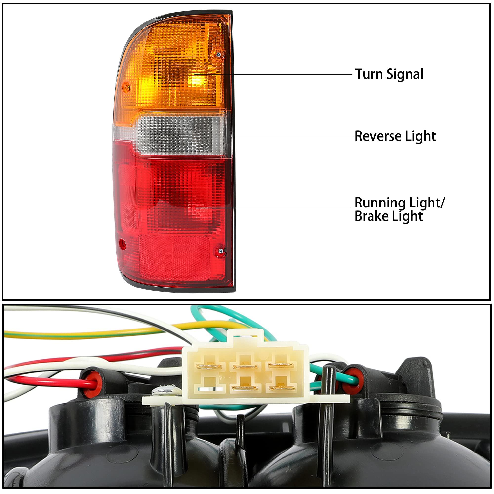 Ecotric Tail Light Compatible With 1995-2000 Toyota Tacoma Truck Lamp Taillight Rear Signal Brake Light Driver Side Left W/Bulb(S) Replacement For To2800116 8156004030