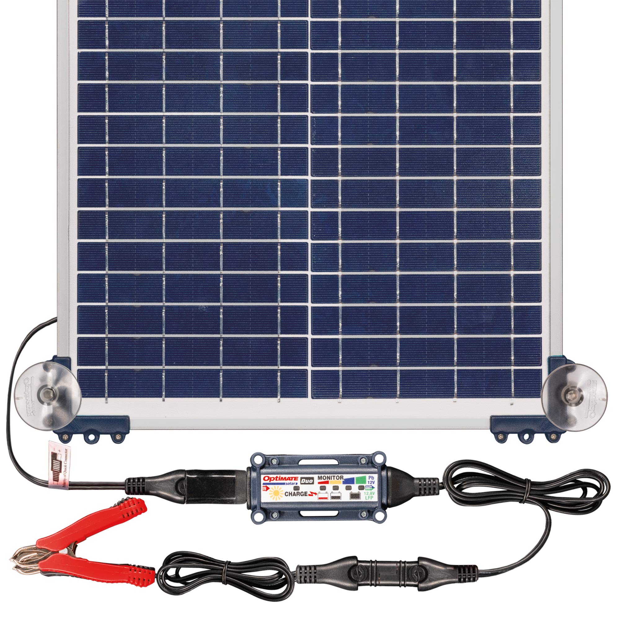 Tecmate Optimate Solar Duo 20W Travel Kit, Tm522-D2Tk, 6-Step 12V / 12.8V 1.6A Weatherproof Solar Battery Saving Charger & Maintainer