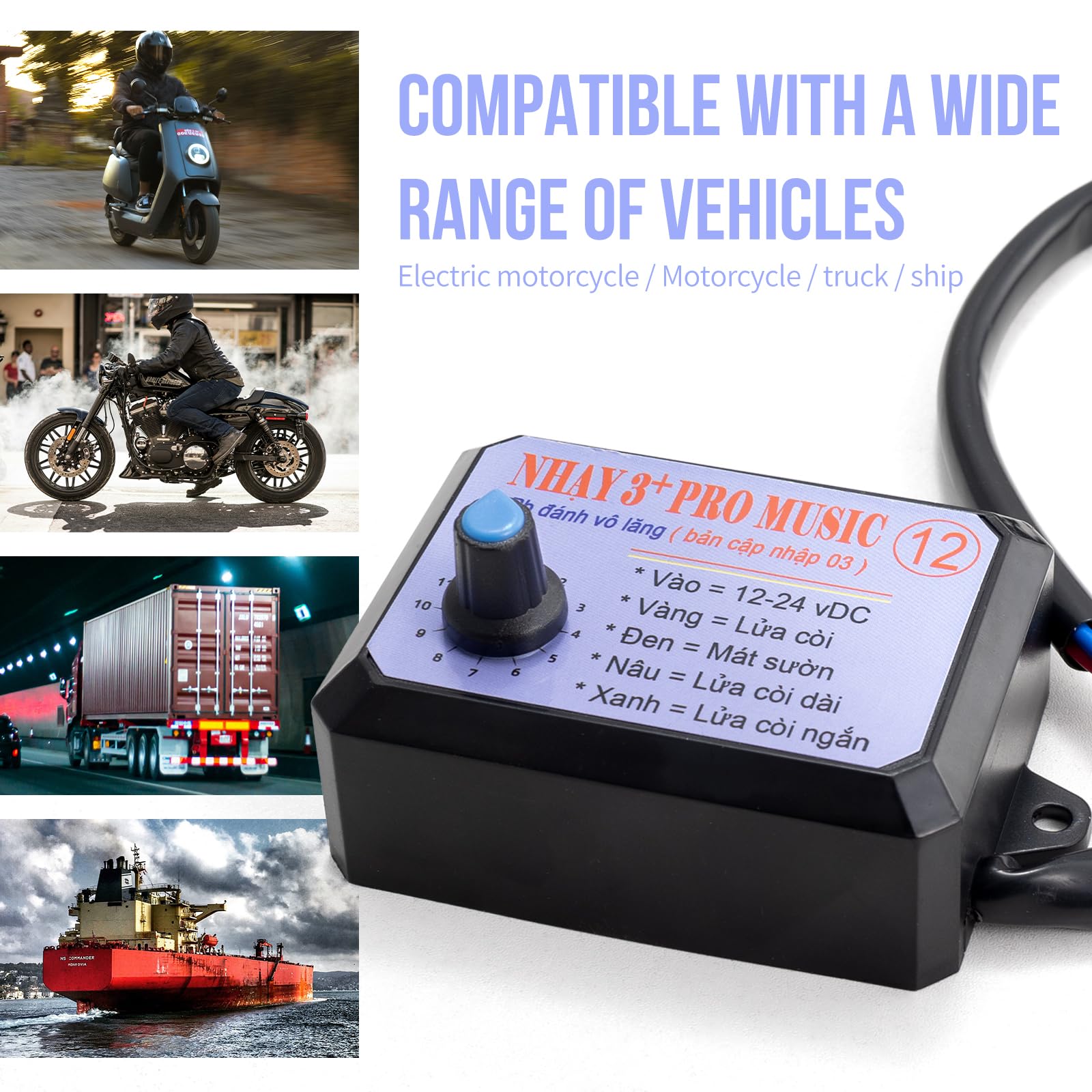 FARBIN Motorcycle Horn Loud Car Horn with 12-Tone Controller 12V Motorcycle Horns High/Low Tone Metal Twin Horns Kit with Protec