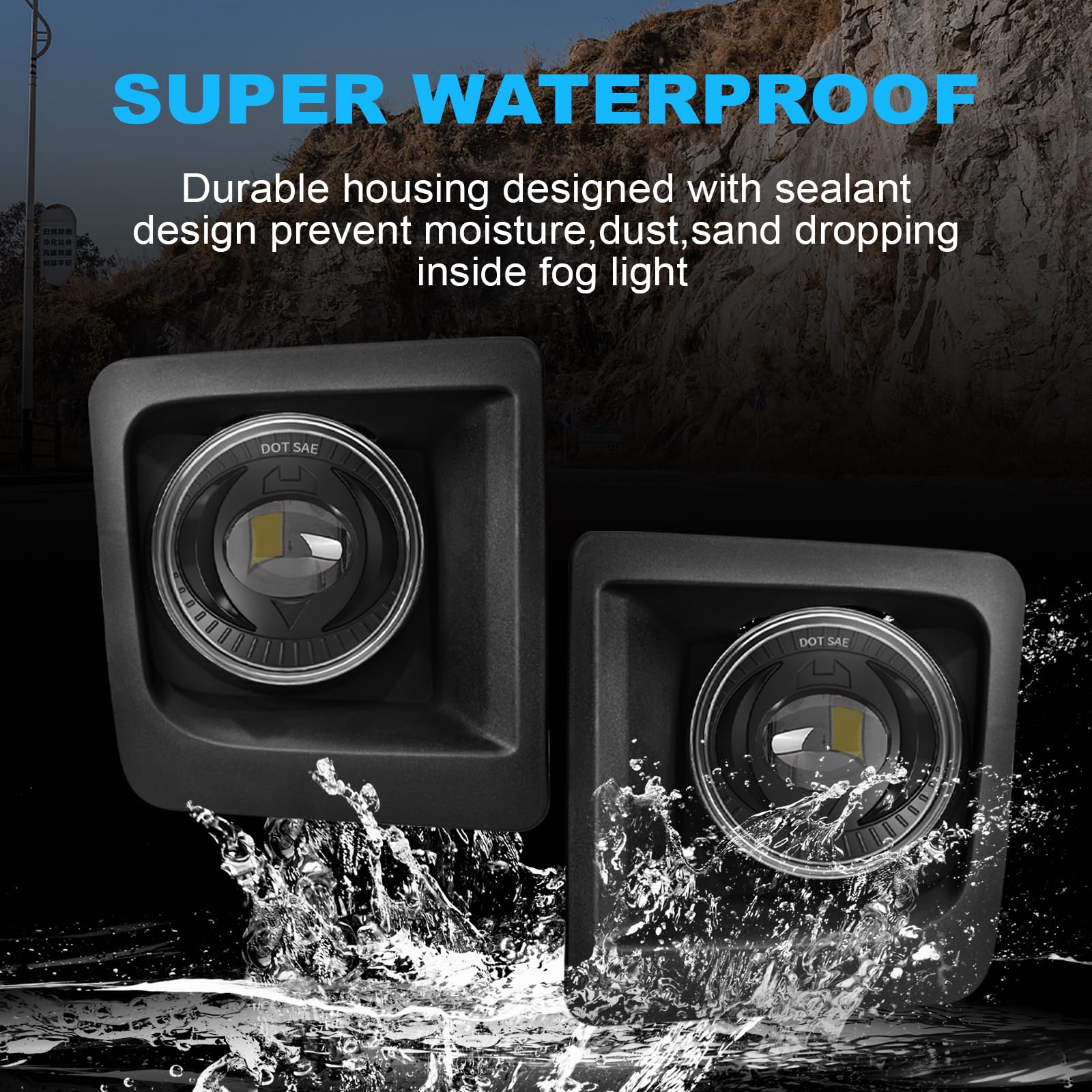 Sinyato Indust Led Fog Lights Compatible With 2014-2015 Gmc Sierra 1500, Bumper Driving Led Fog Lamp Assembly Replacement Foglight Kit, Dot Certified(1 Pair)