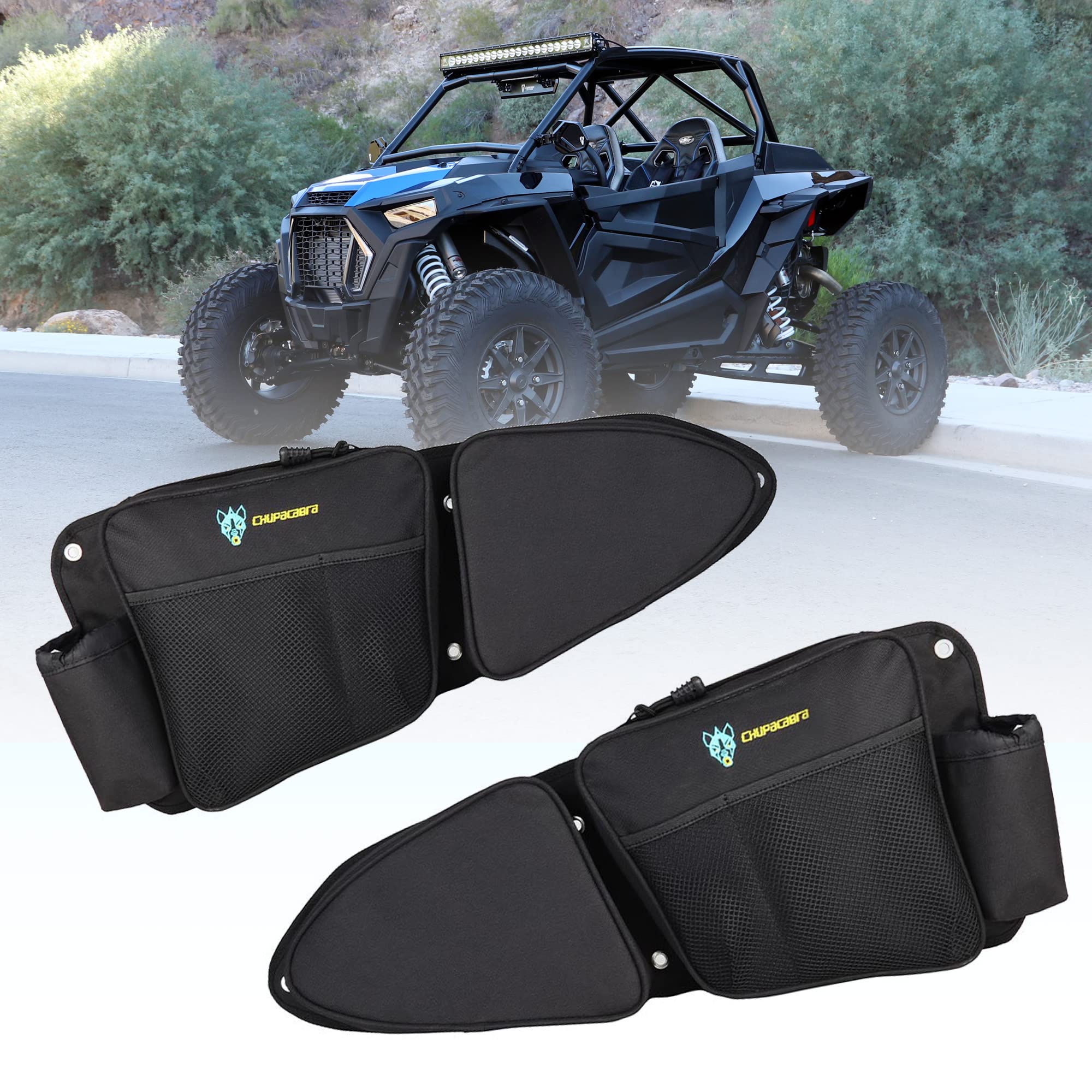 RZR Side Door Bags, Chupacabra Offroad Front Door Side Storage Bag Set w/Knee Pad for 2014 2015 2016 2017 2018 2019 2020 Polaris