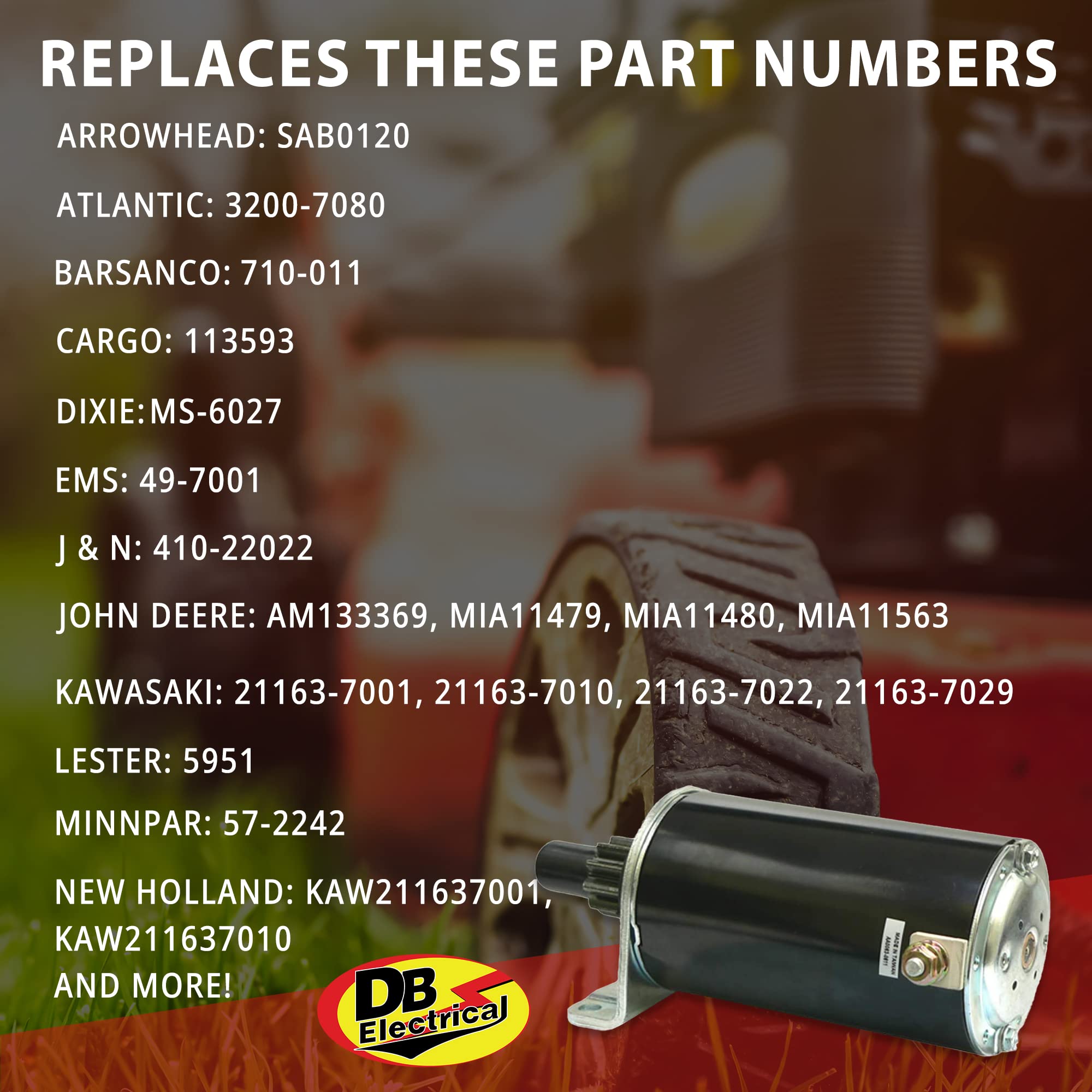 Db Electrical 410-22022 Starter Compatible With/Replacement For Cub Cadet Kawasaki 21163-7001, Holland Zero Turn Mz19H, Toro Law