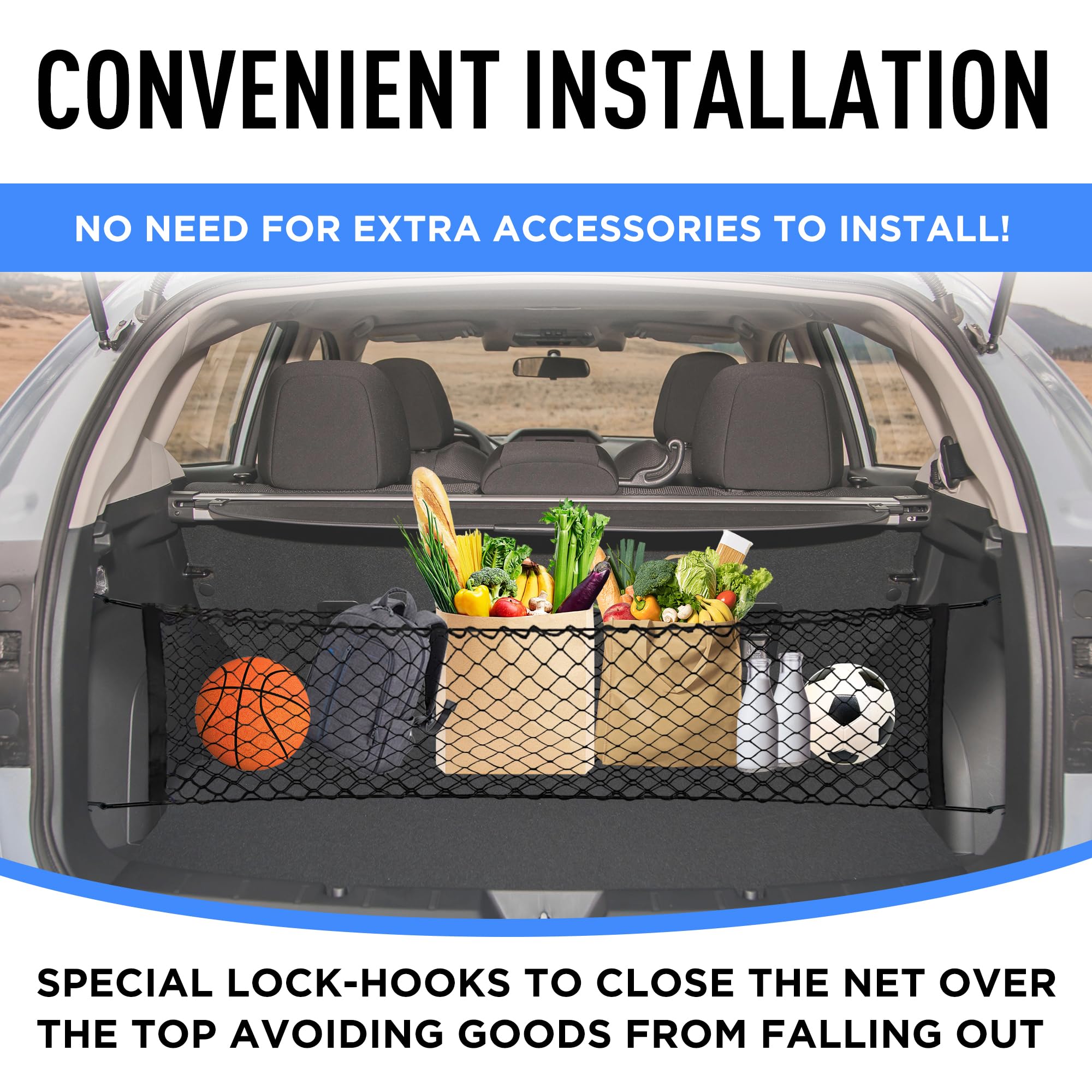 Envelope Style Automotive Elastic Trunk Mesh Cargo Net Accessories For Subaru Impreza 2017 - 2024 & Crosstrek 2018 - 2024 - Prem