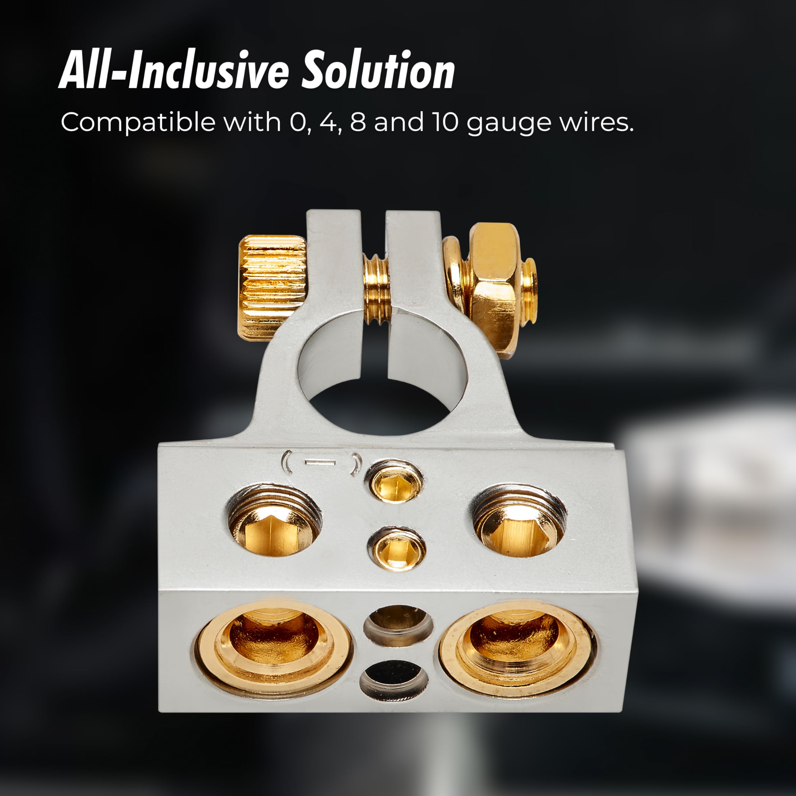 Installgear 0/4/8 Or 10 Gauge Battery Terminals With Shims - Positive And Negative - For Battery Pack, Car Battery Terminal, Bat