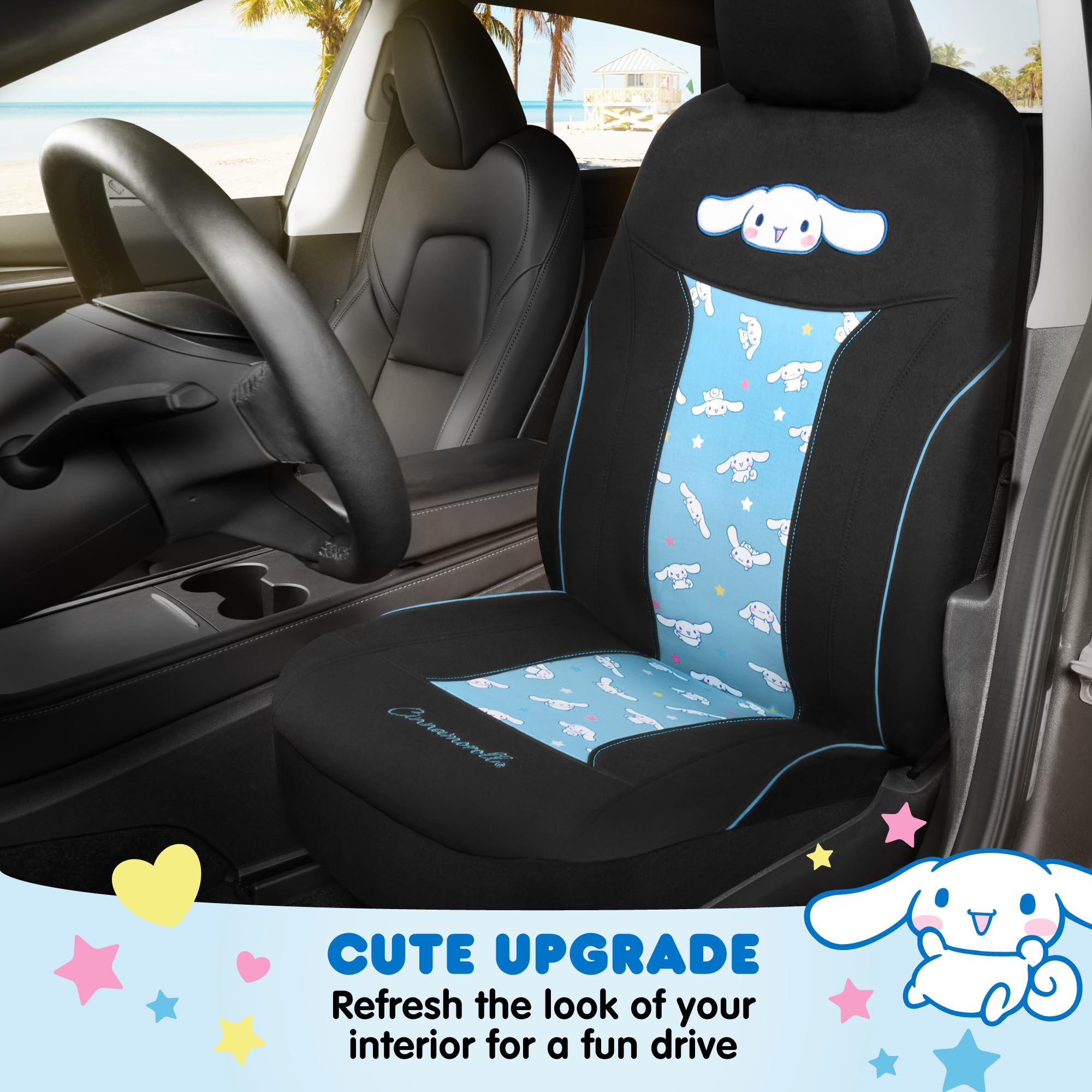 Hello Kitty Cinnamoroll Car Seat Cover - Adorable Light Blue Front Seat Cover with Cute Cinnamoroll Design, Durable and Comforta